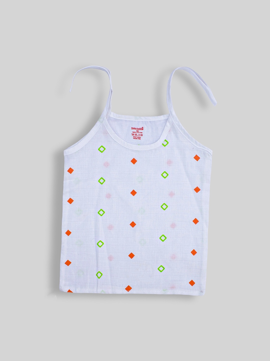 

Born Babies Printed Cotton Sleeveless Jablas Vests, White