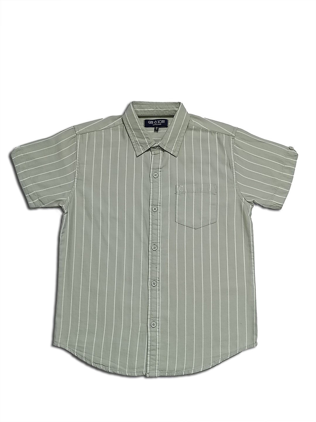 

Gini and Jony Boys Striped Cotton Casual Shirt, Olive