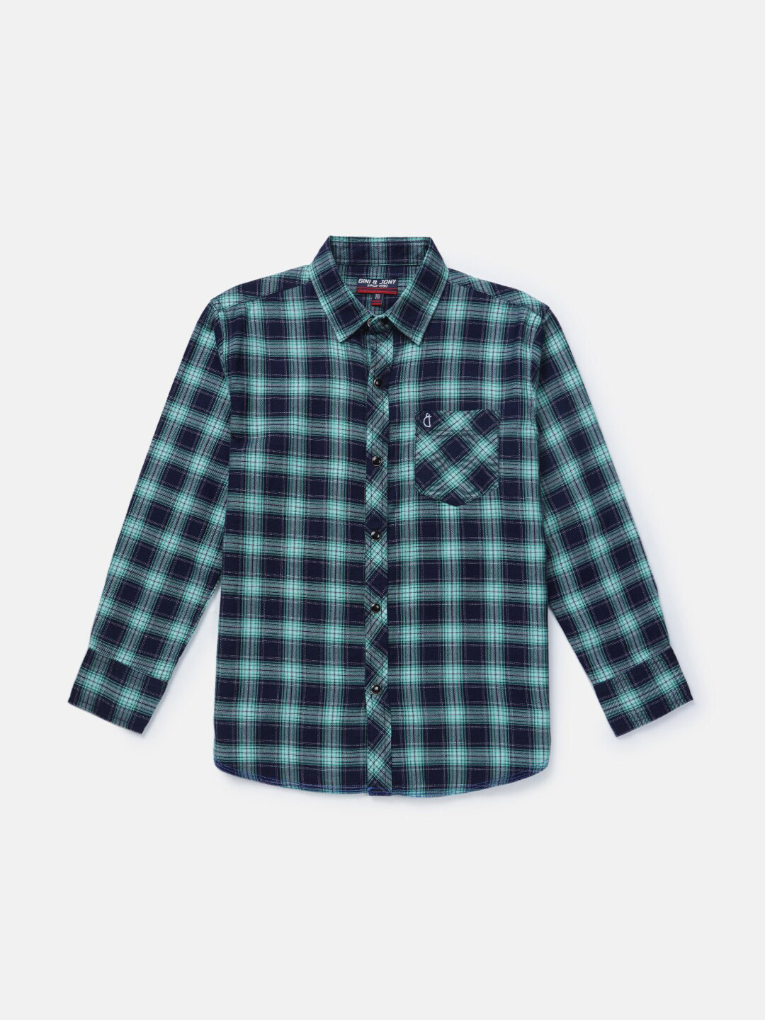 

Gini and Jony Boys Checked Spread Collar Cotton Casual Shirt, Green