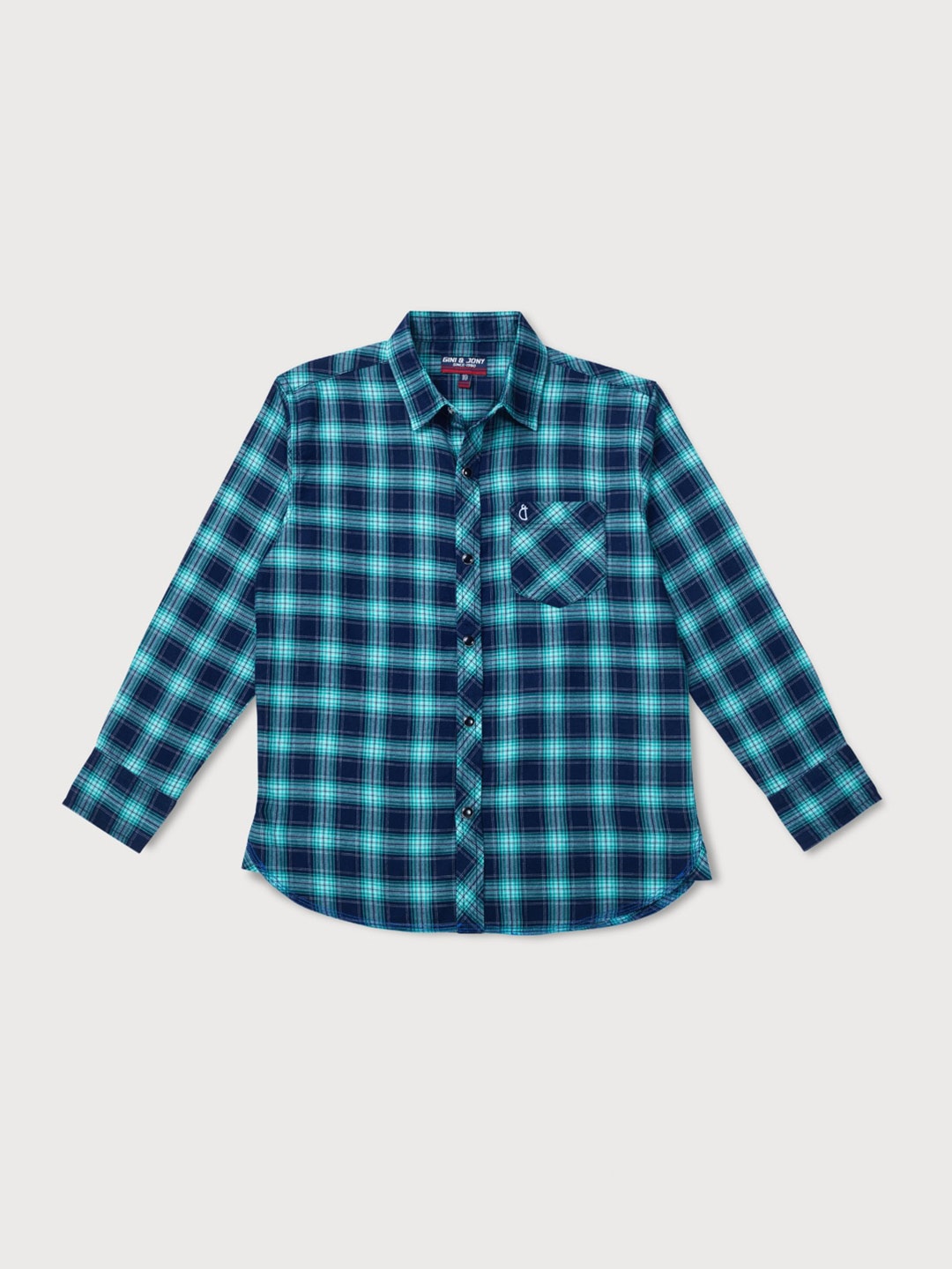 

Gini and Jony Boys Checked Spread Collar Cotton Casual Shirt, Navy blue