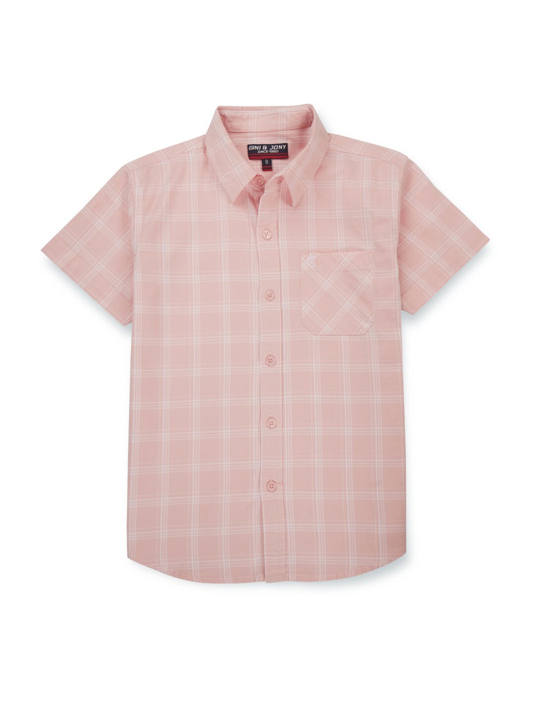

Gini and Jony Boys Checked Spread Collar Cotton Casual Shirt, Pink
