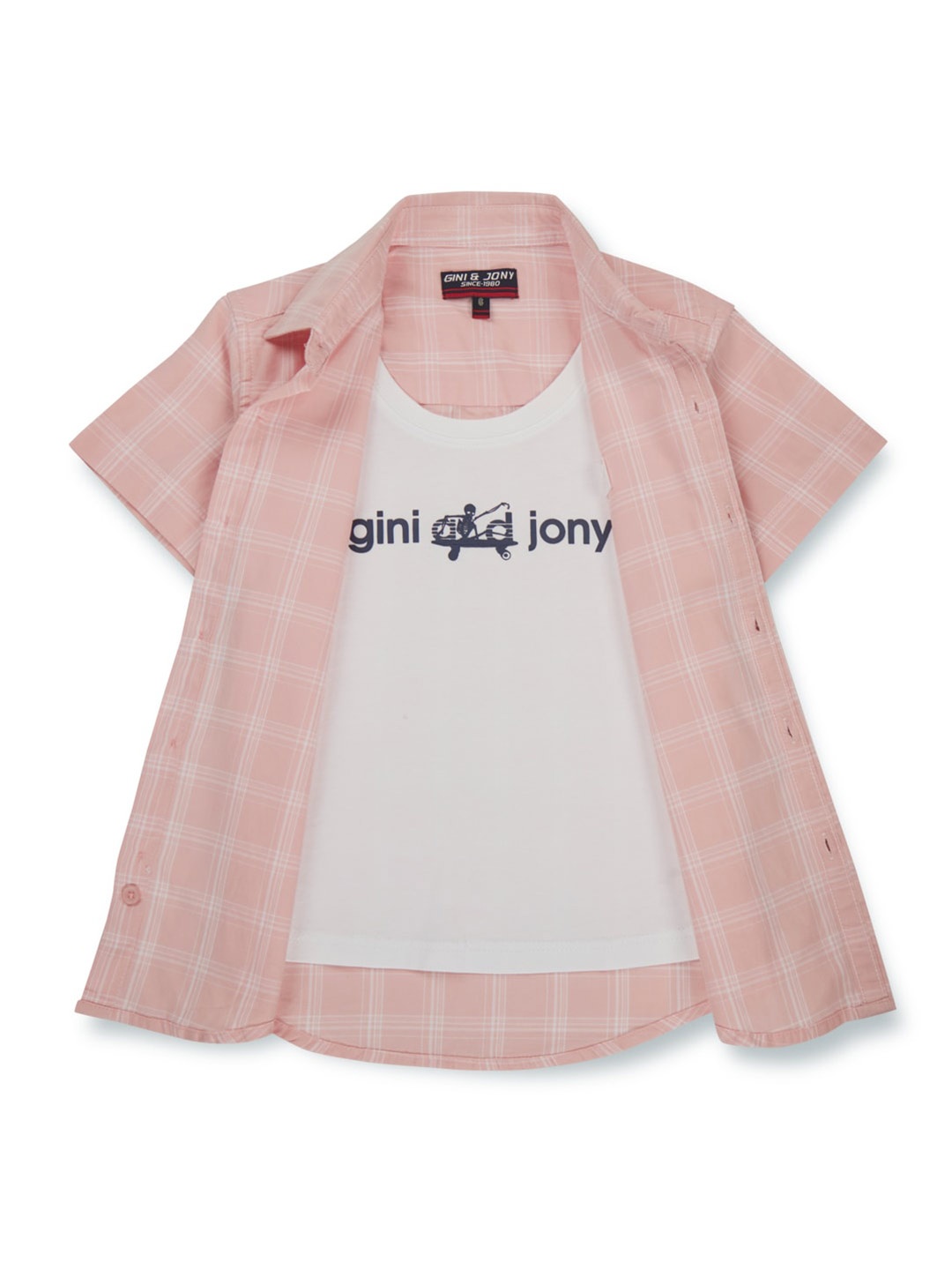 

Gini and Jony Boys Checked Opaque Regular Fit Cotton Casual Shirt, Pink