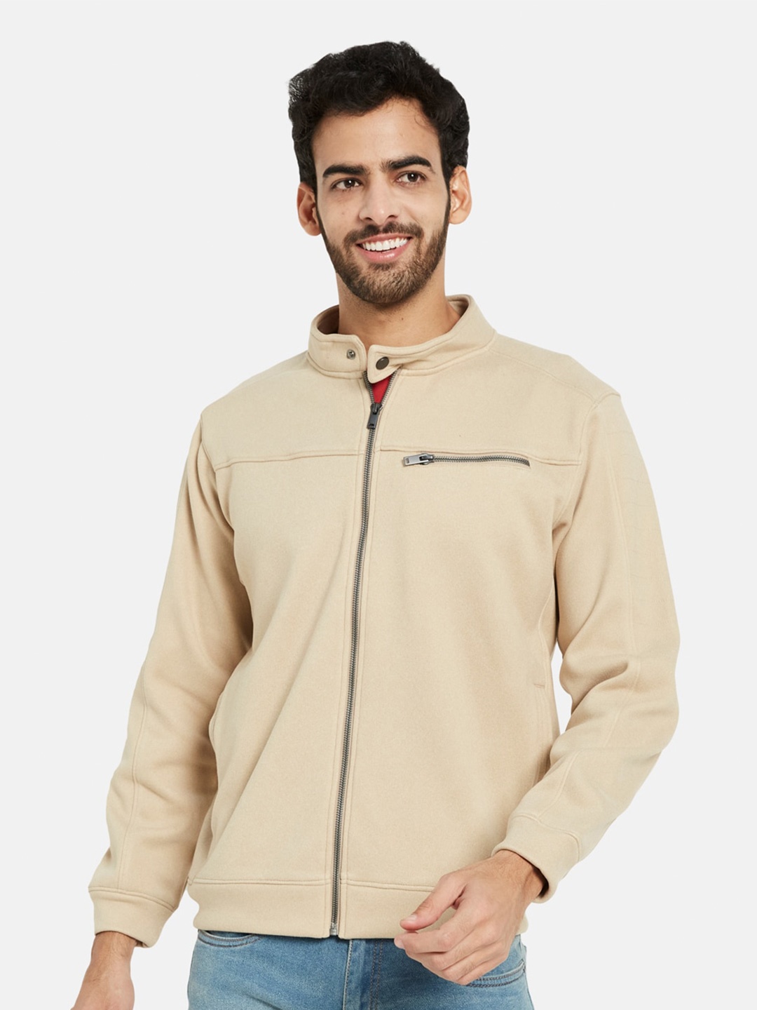 

Octave Mock Collar Fleece Front Open Sweatshirt, Cream