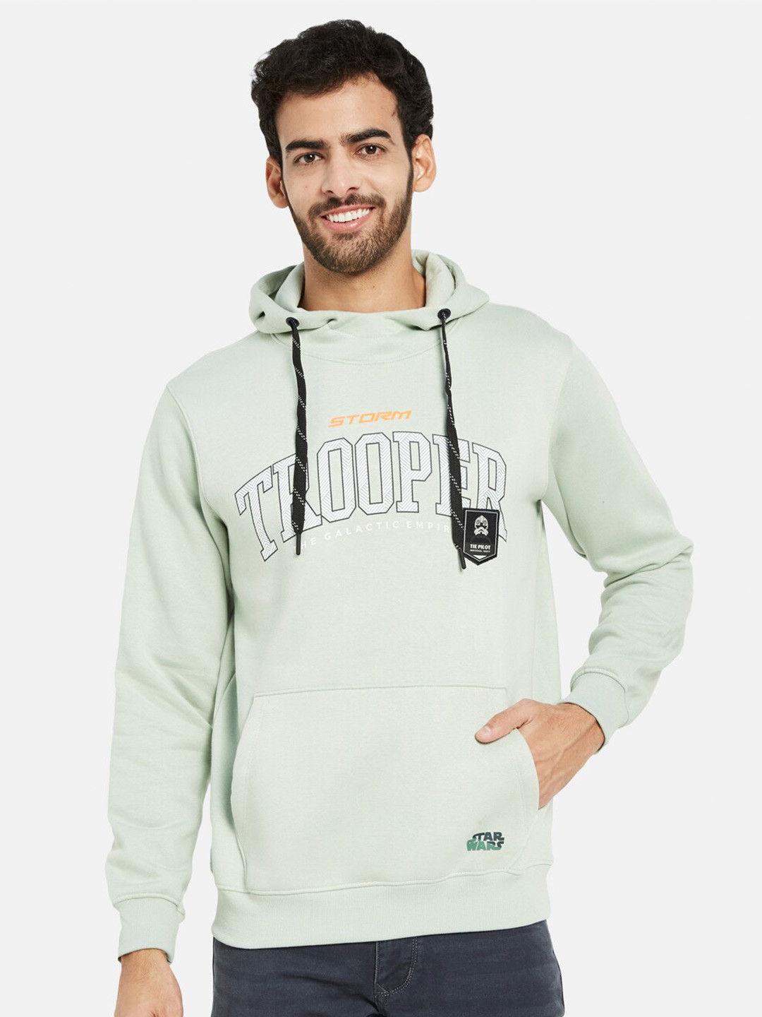 

Octave Typography Printed Hooded Fleece Sweatshirt, Sea green