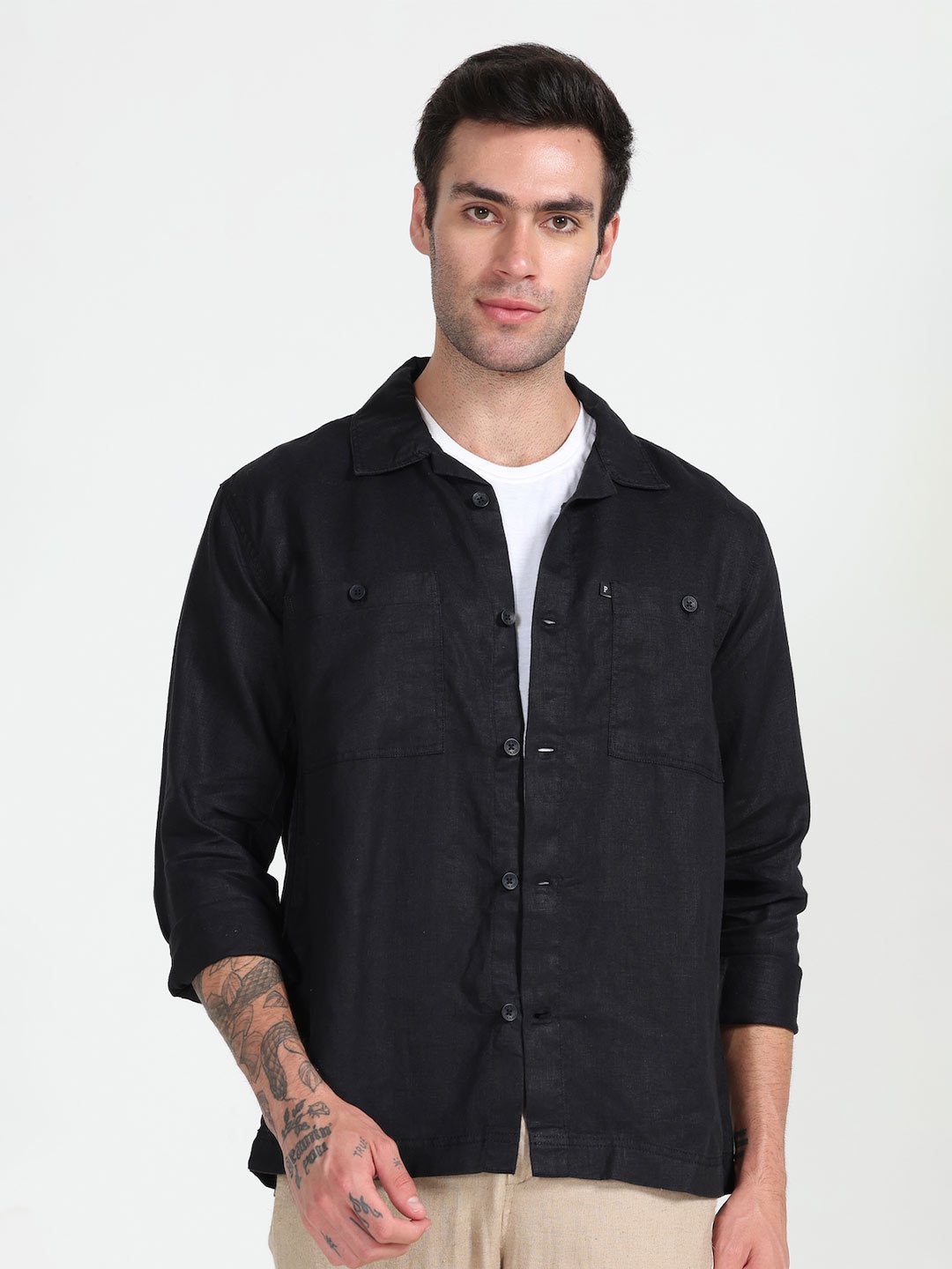 

POE Smart Slim Fit Cotton Casual Shirt, Black