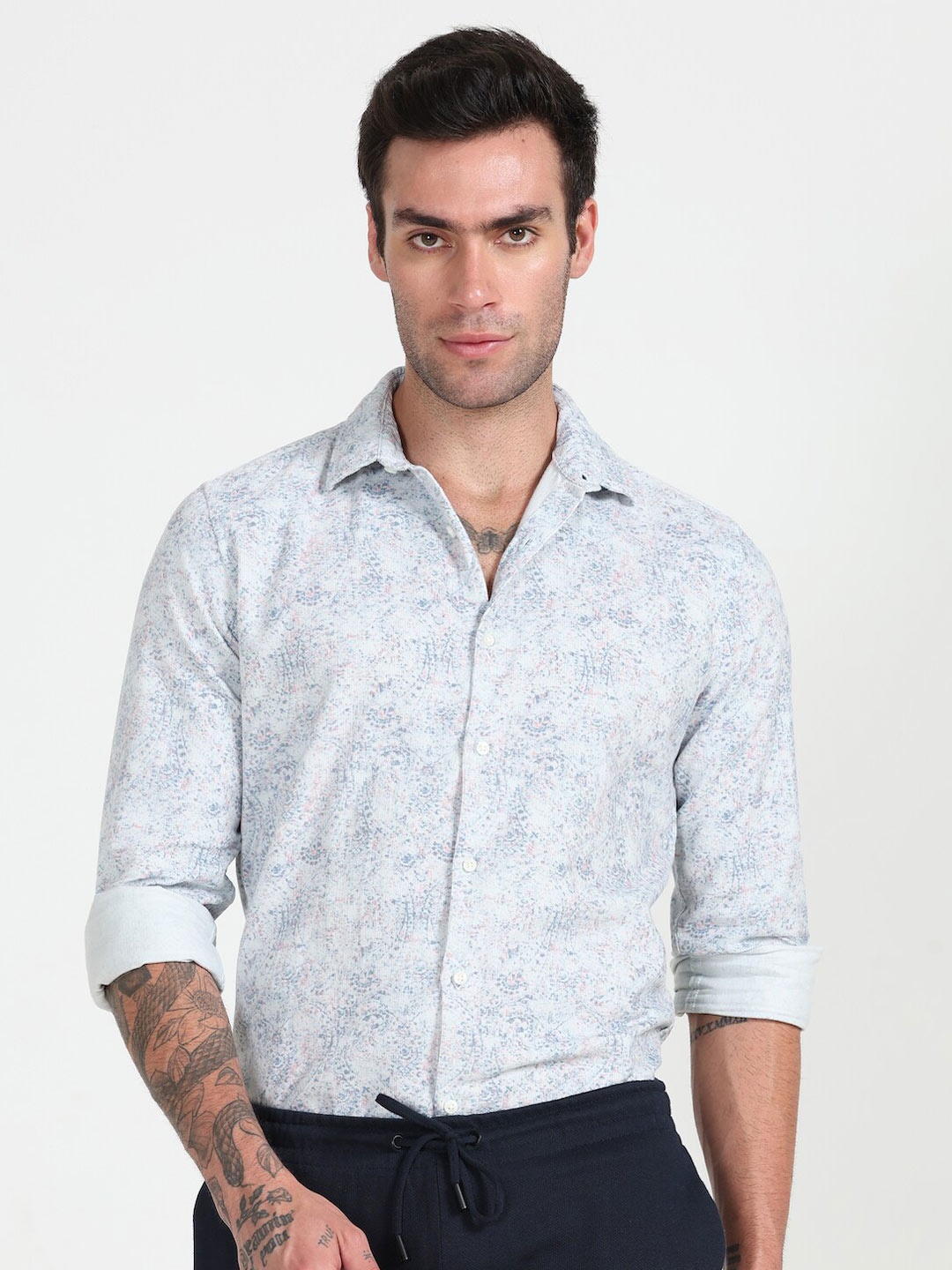 

POE Smart Floral Printed Pure Cotton Shirt, Blue