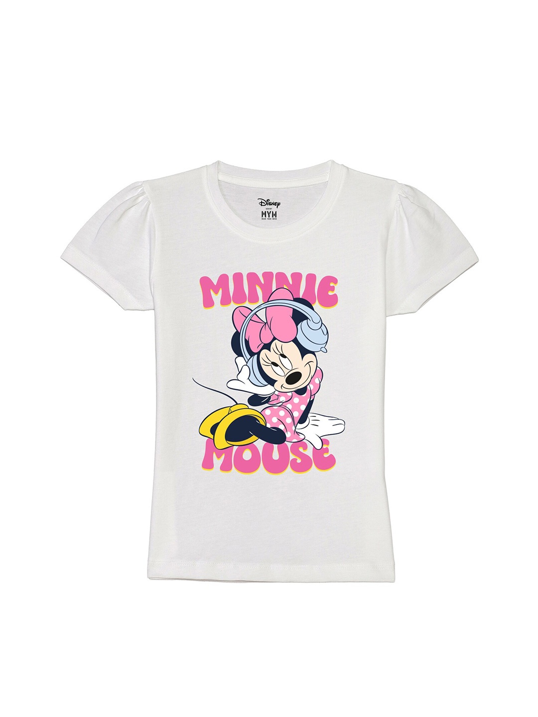 

Wear Your Mind Girls Minnie Mouse Printed Pure Cotton T-shirt, White