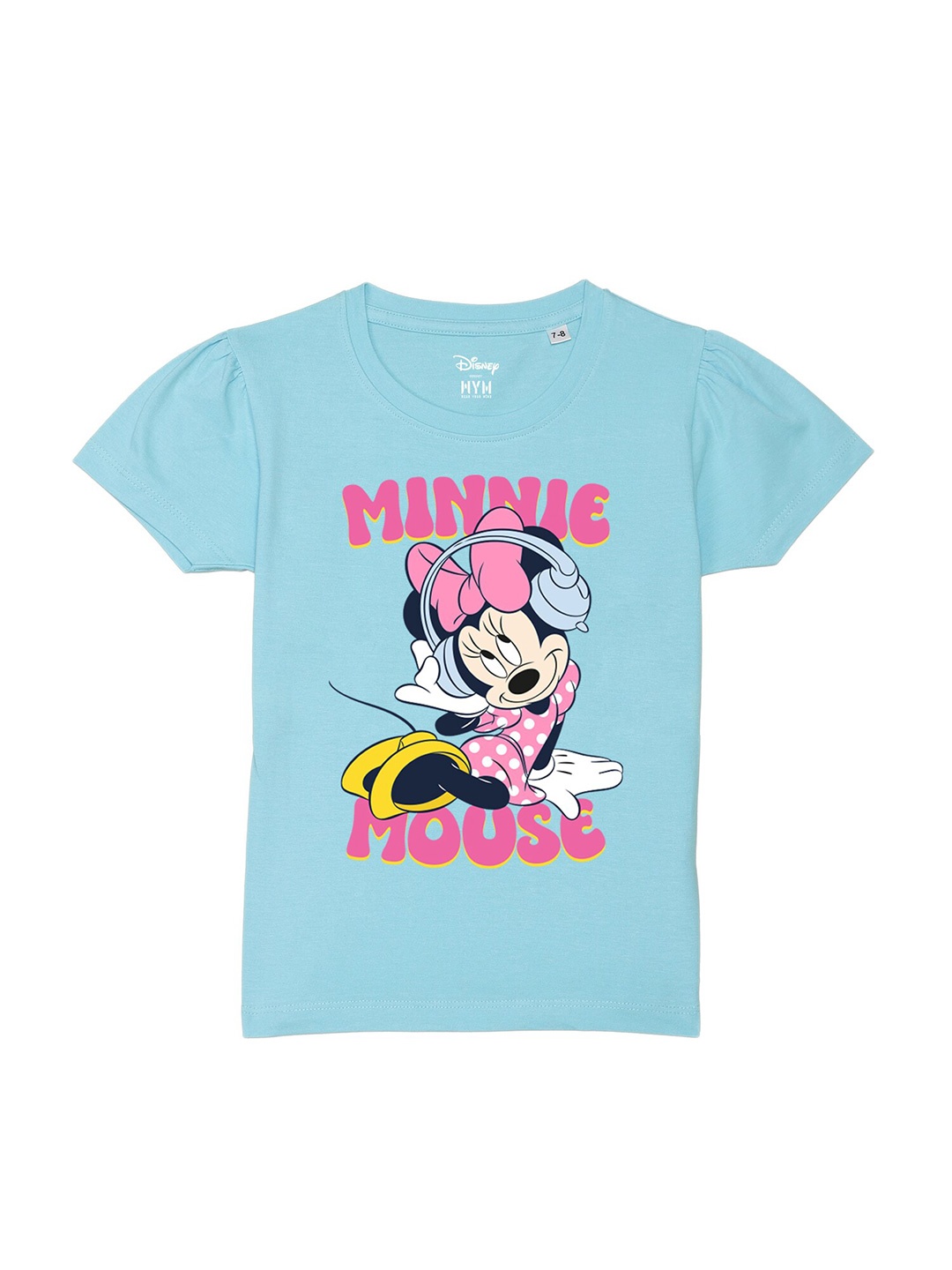 

Wear Your Mind Girls Minnie Mouse Printed Pure Cotton T-shirt, Blue