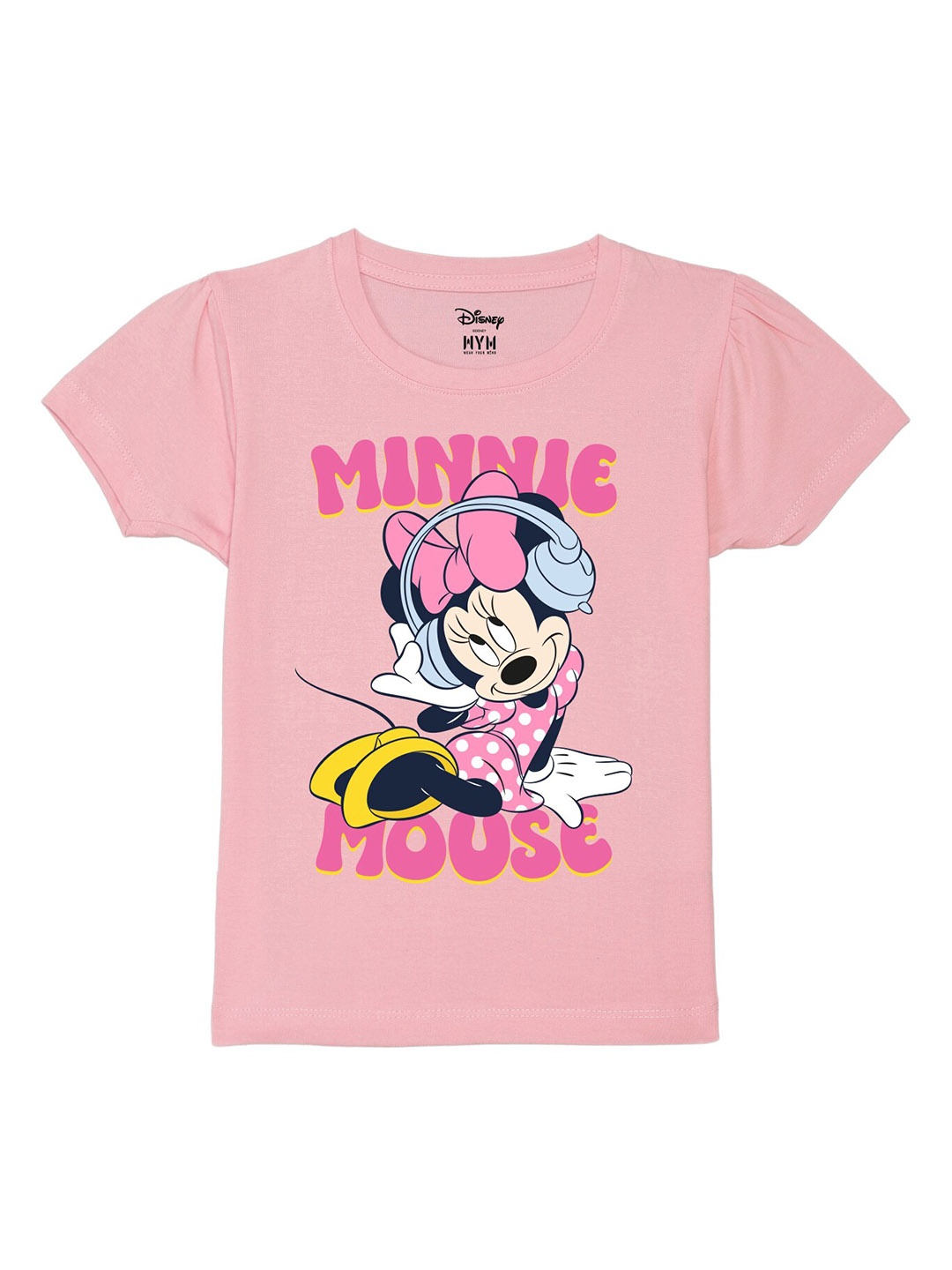 

Wear Your Mind Girls Minnie Mouse Printed Pure Cotton T-shirt, Pink