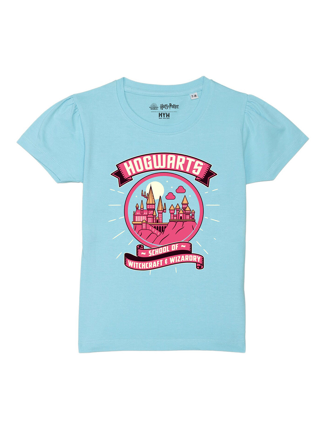 

Wear Your Mind Girls Harry Potter Graphic Printed Pure Cotton T-Shirt, Blue