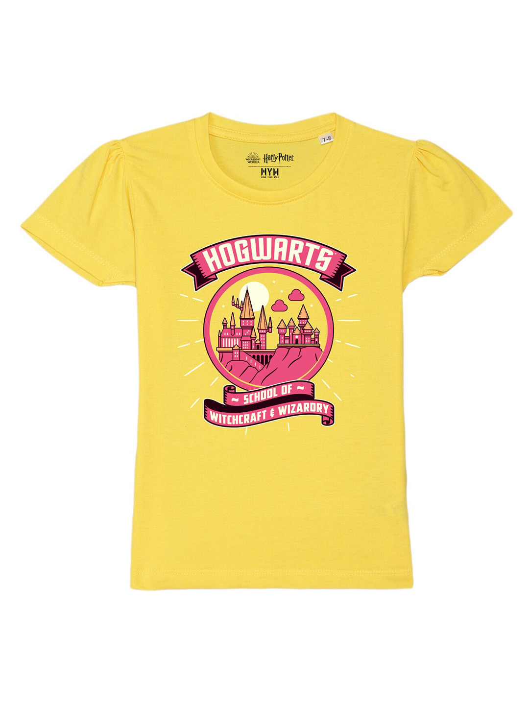 

Wear Your Mind Girls Harry Potter Graphic Printed Pure Cotton T-Shirt, Yellow