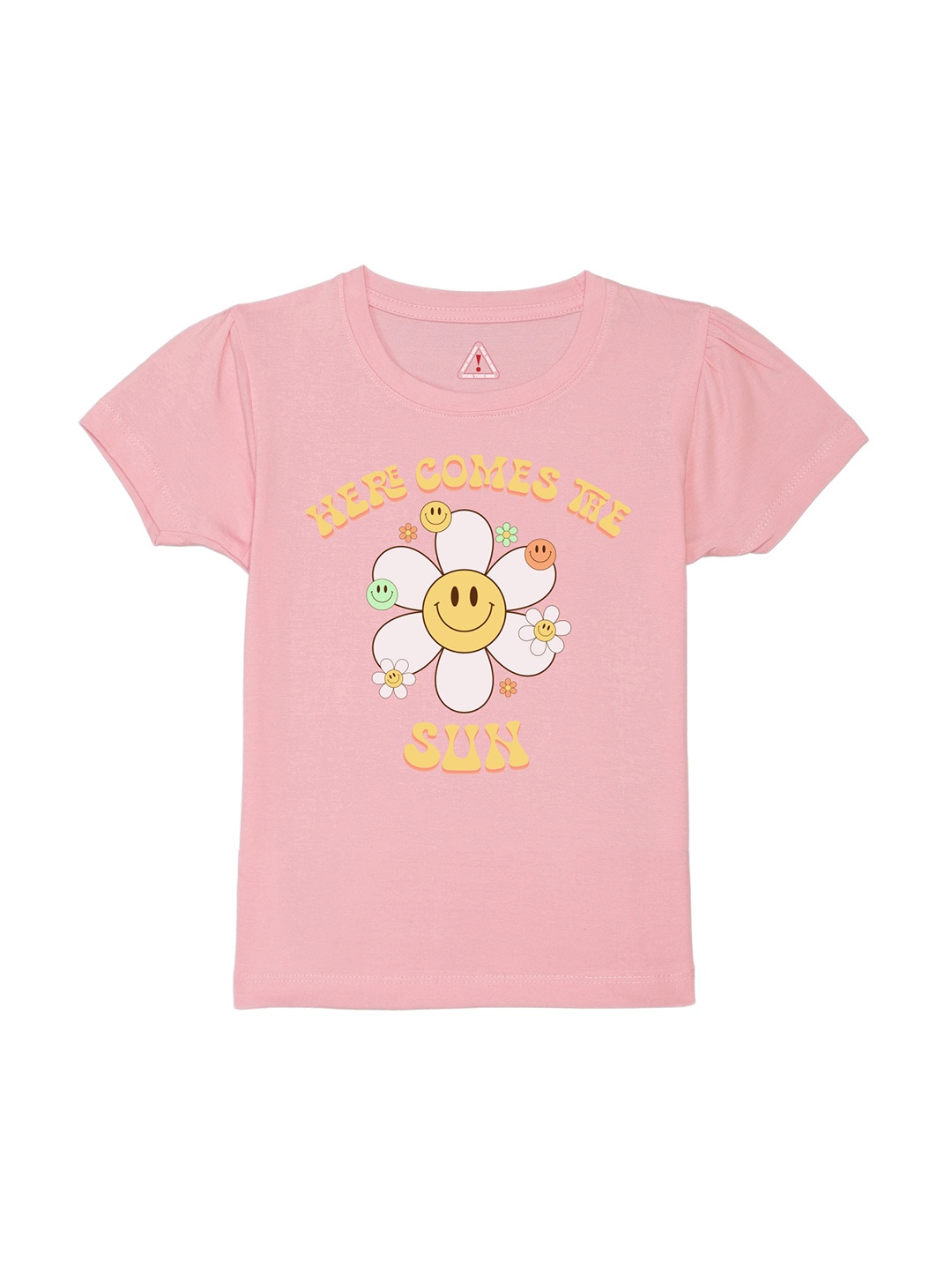 

Wear Your Mind Girls Floral Printed Pure Cotton T-shirt, Pink