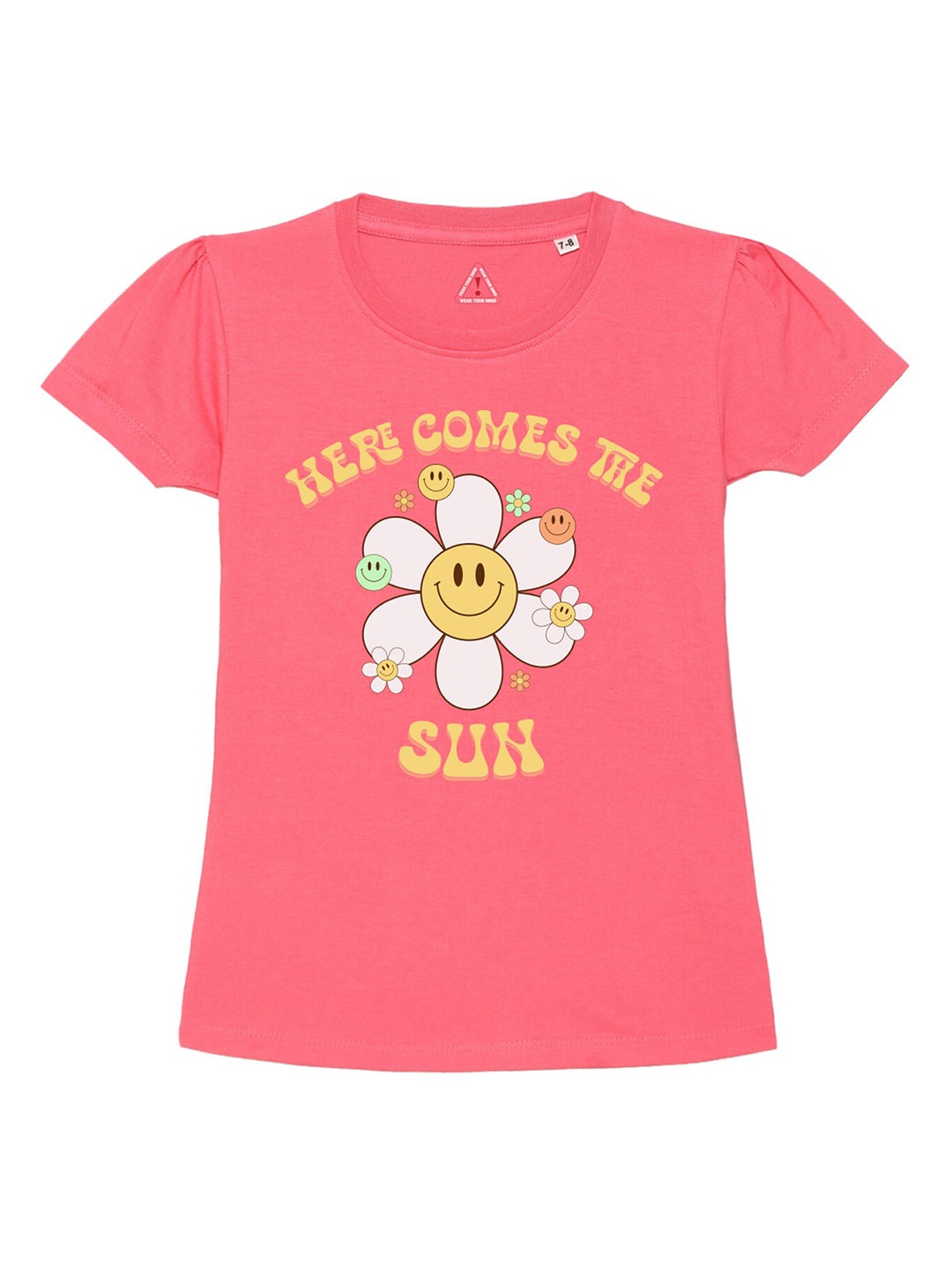 

Wear Your Mind Girls Graphic Printed Pure Cotton T-Shirt, Pink