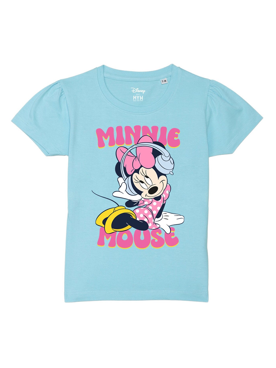 

Wear Your Mind Girls Minnie Mouse Printed Pure Cotton T-shirt, Blue