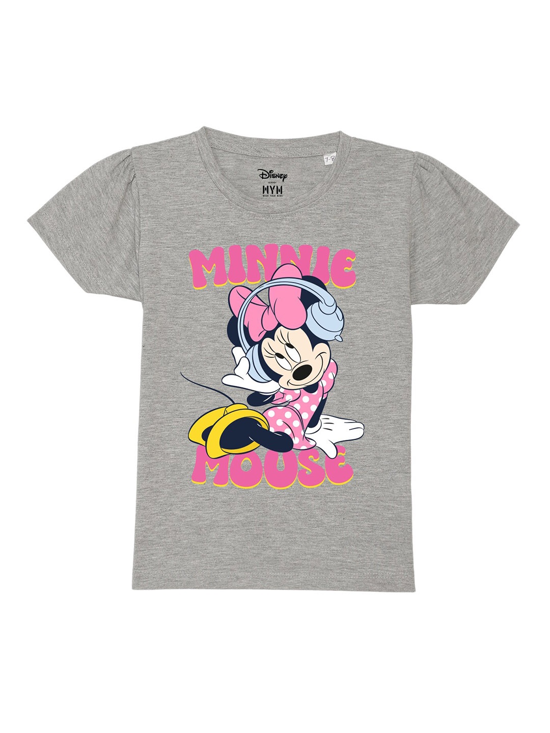 

Wear Your Mind Girls Minnie Mouse Printed Pure Cotton T-Shirt, Grey