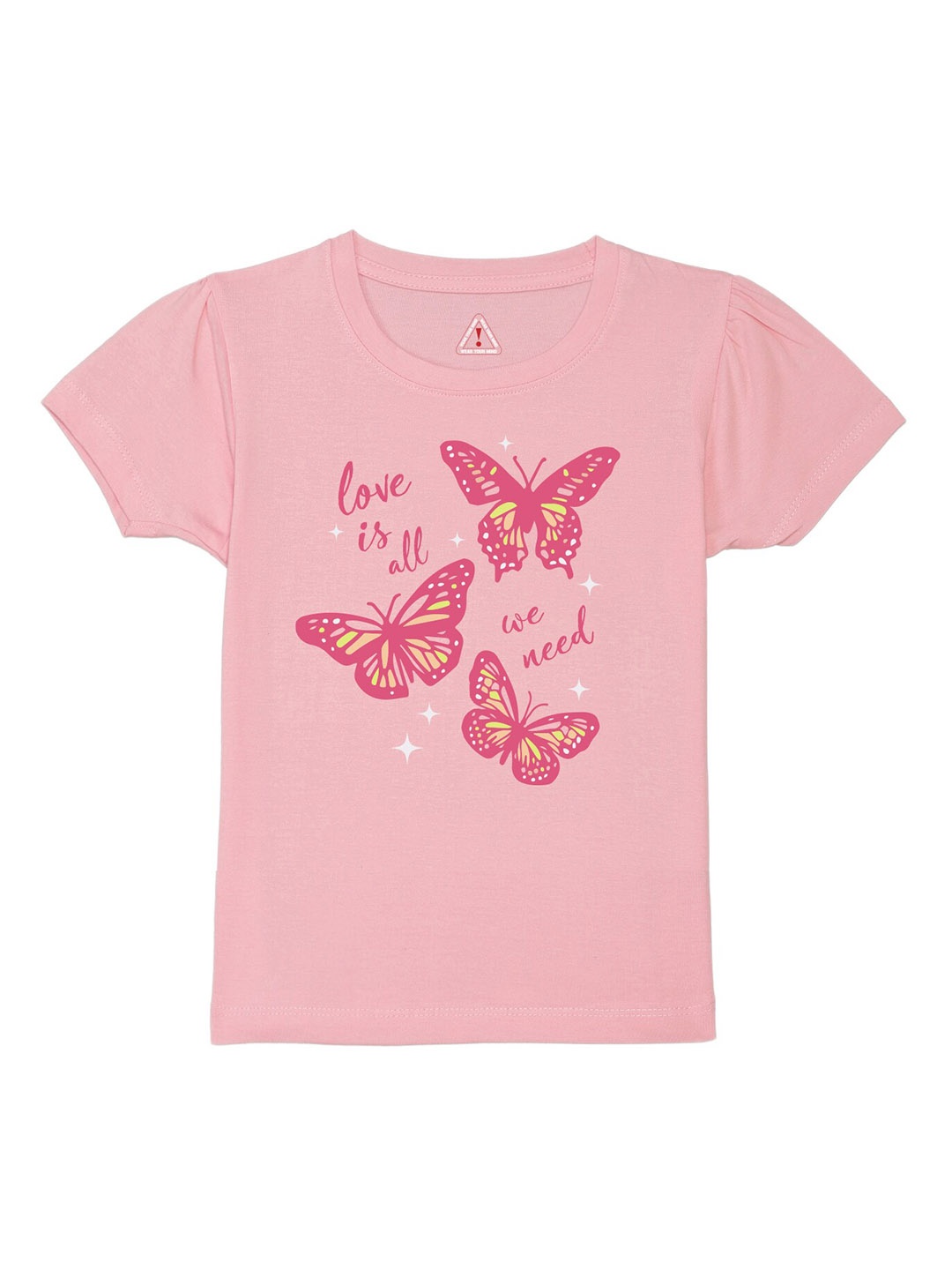 

Wear Your Mind Girls Graphic Printed Pure Cotton T-shirt, Pink