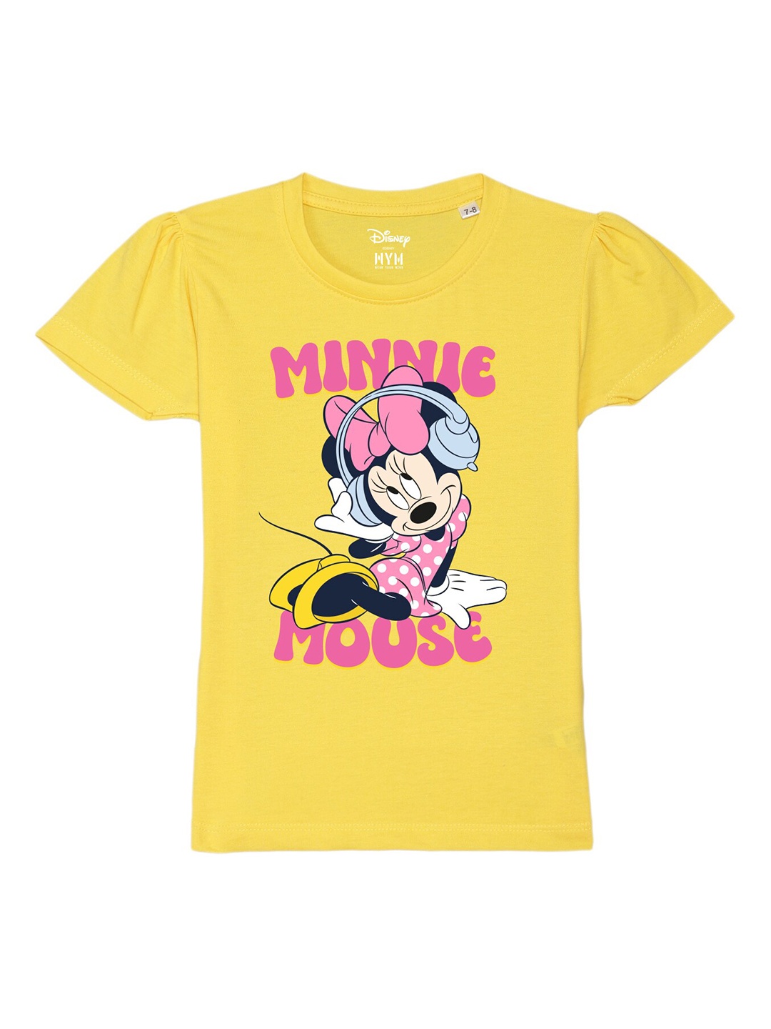 

Wear Your Mind Girls Minnie Mouse Printed Pure Cotton T-shirt, Yellow