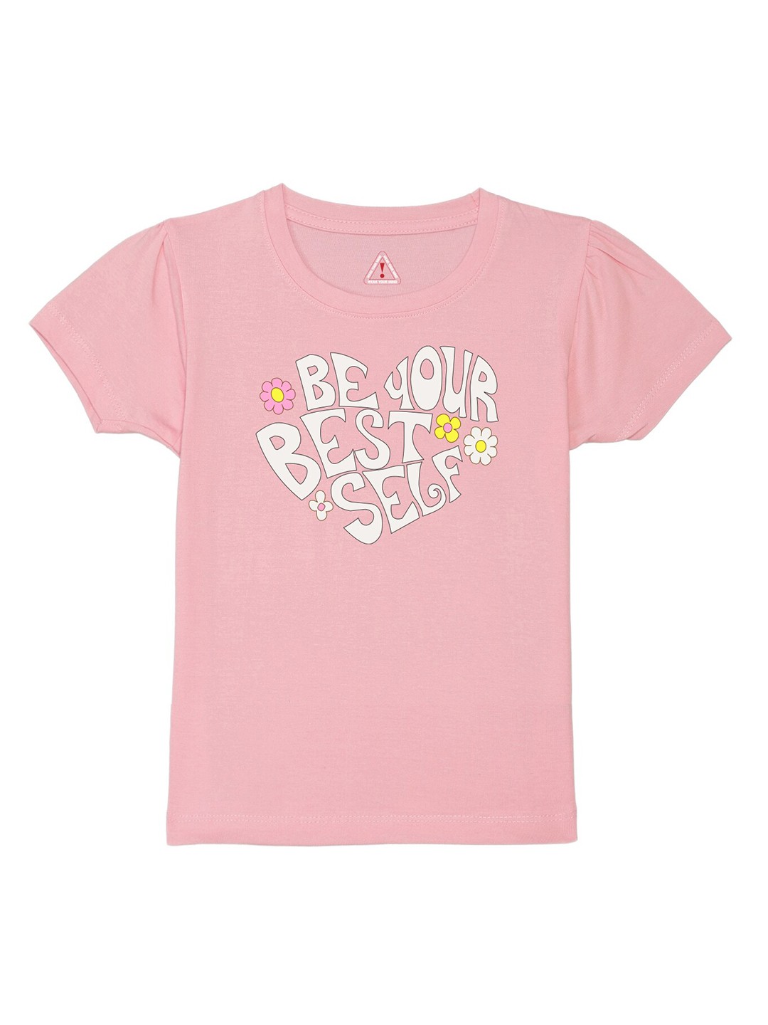 

Wear Your Mind Girls Typography Printed Pure Cotton T-shirt, Pink