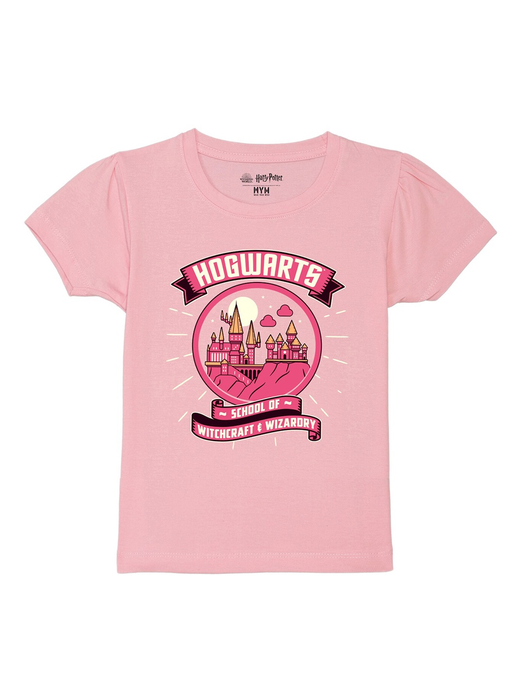 

Wear Your Mind Girls Graphic Printed Pure Cotton T-shirt, Pink