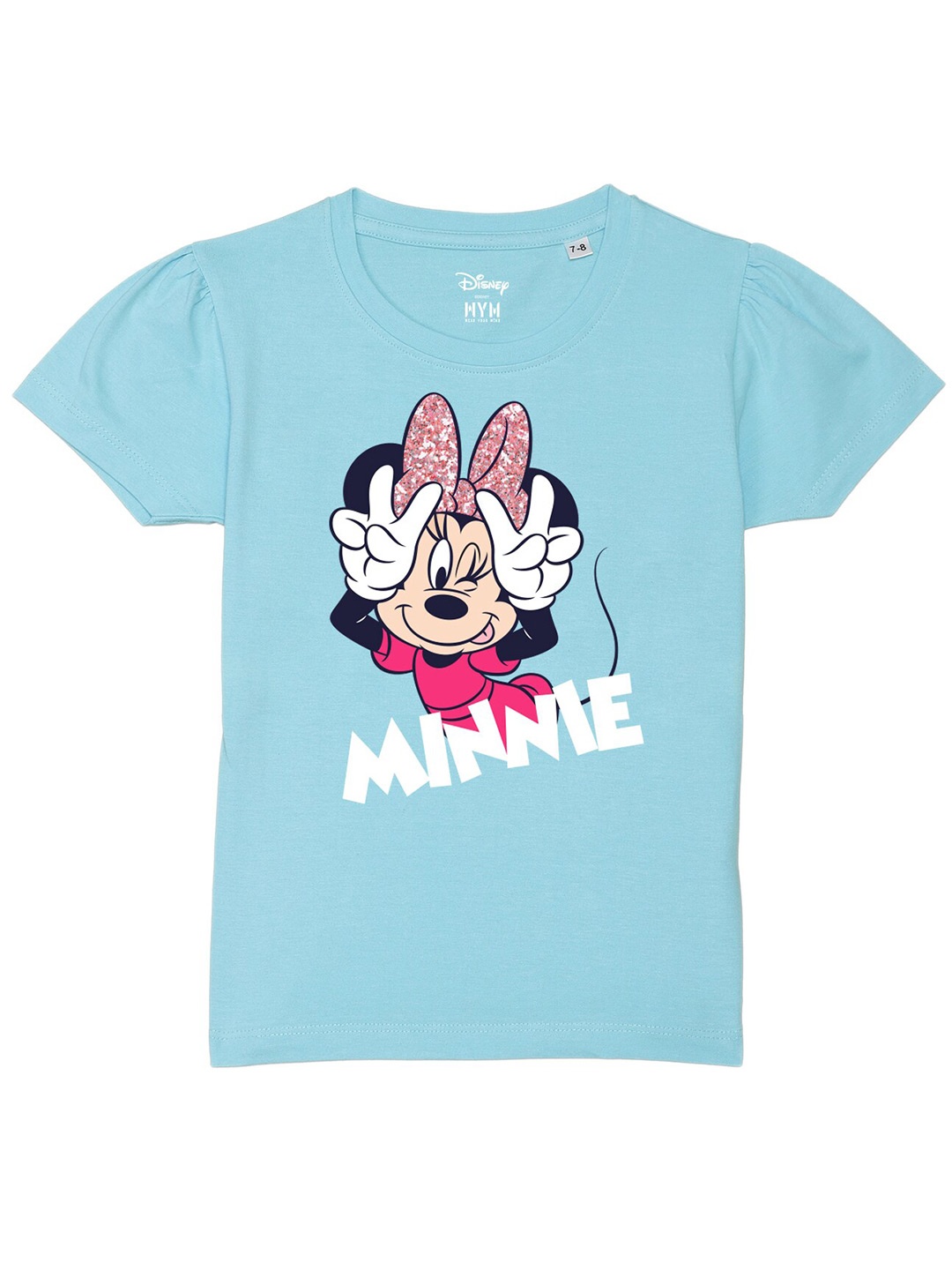 

Wear Your Mind Girls Minnie Mouse Graphic Printed Pure Cotton T-Shirt, Blue