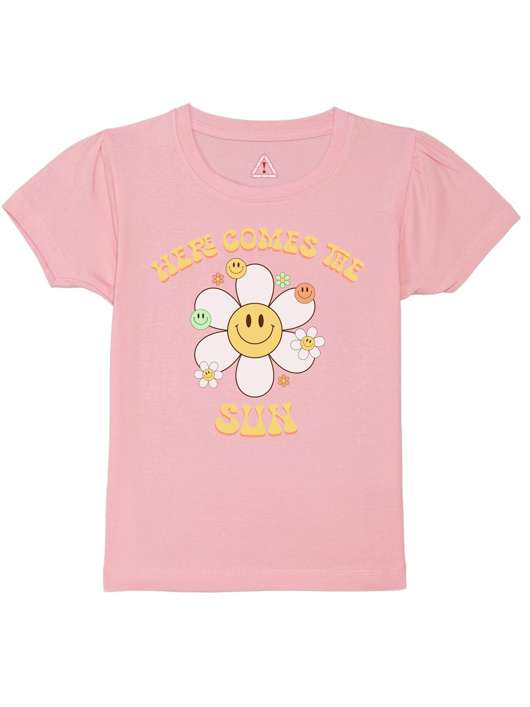 

Wear Your Mind Girls Floral Printed Pure Cotton T-shirt, Pink