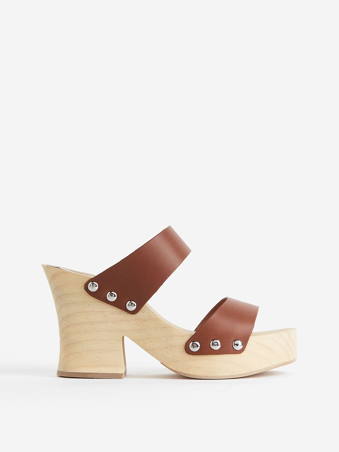 

H&M Platform Leather Sandals, Brown