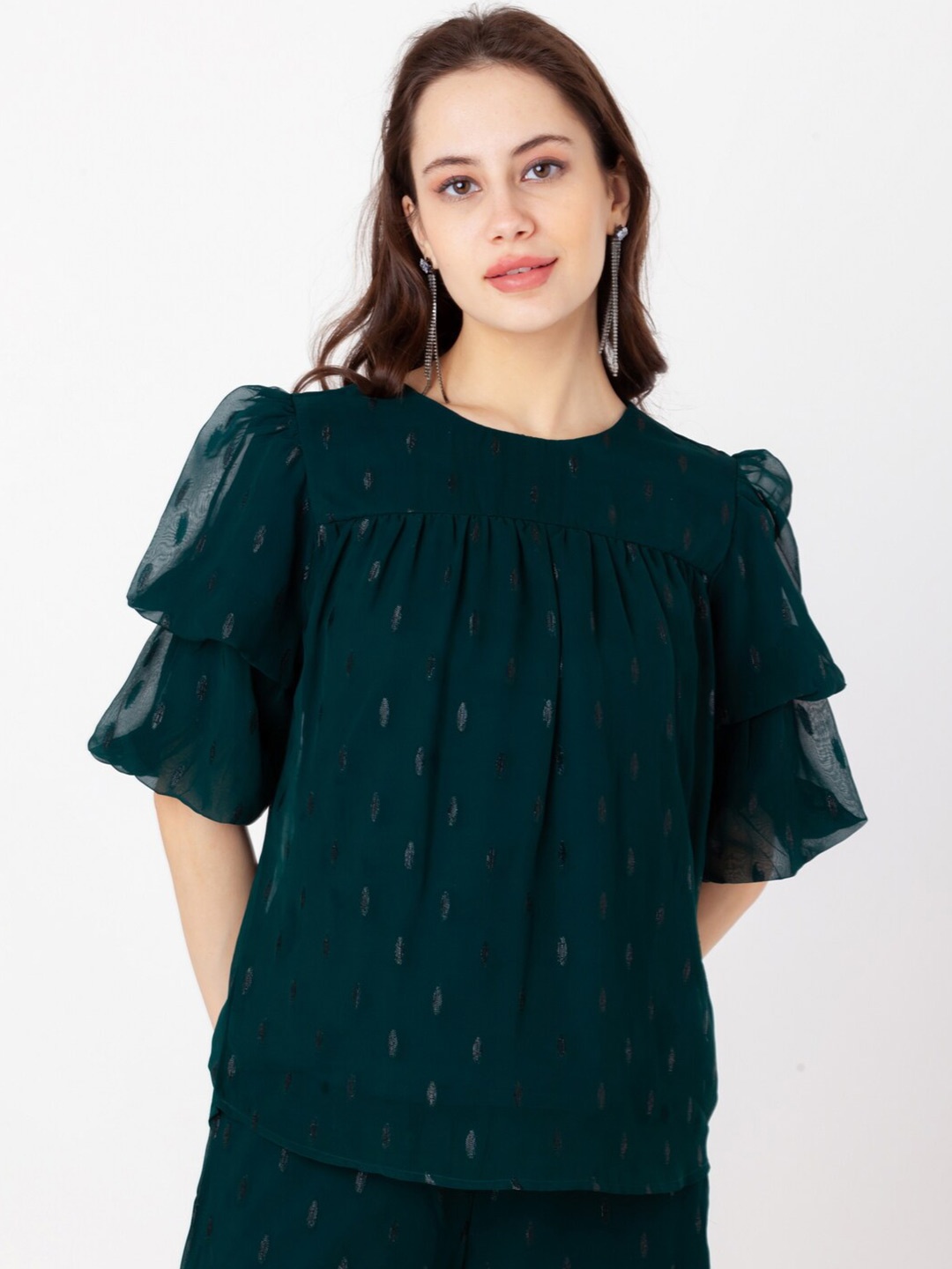 

Zink London Self Design Regular Top, Green