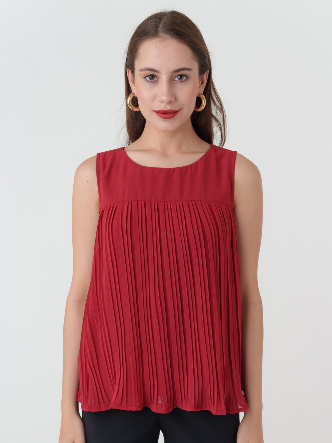 

Zink London Pleated Detail Top, Red