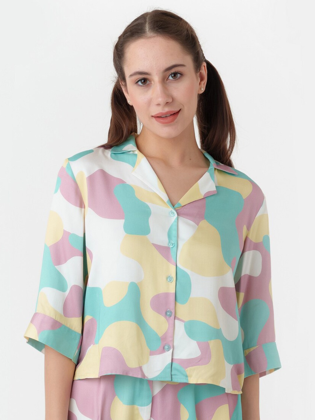 

Zink London Abstract Printed Casual Shirt, Off white