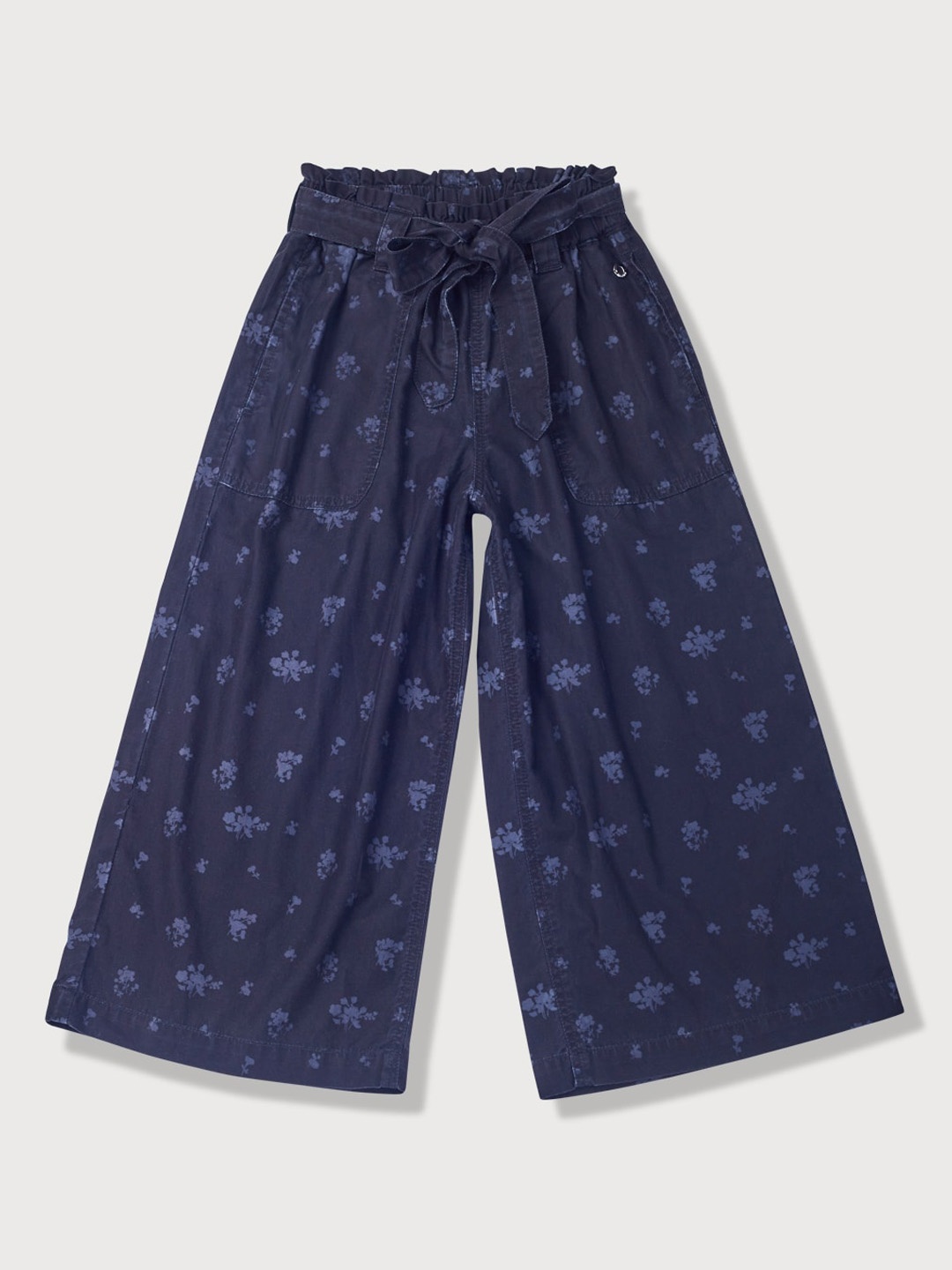 

Gini and Jony Girls Floral Printed Flared Pleated Culottes Trousers, Blue