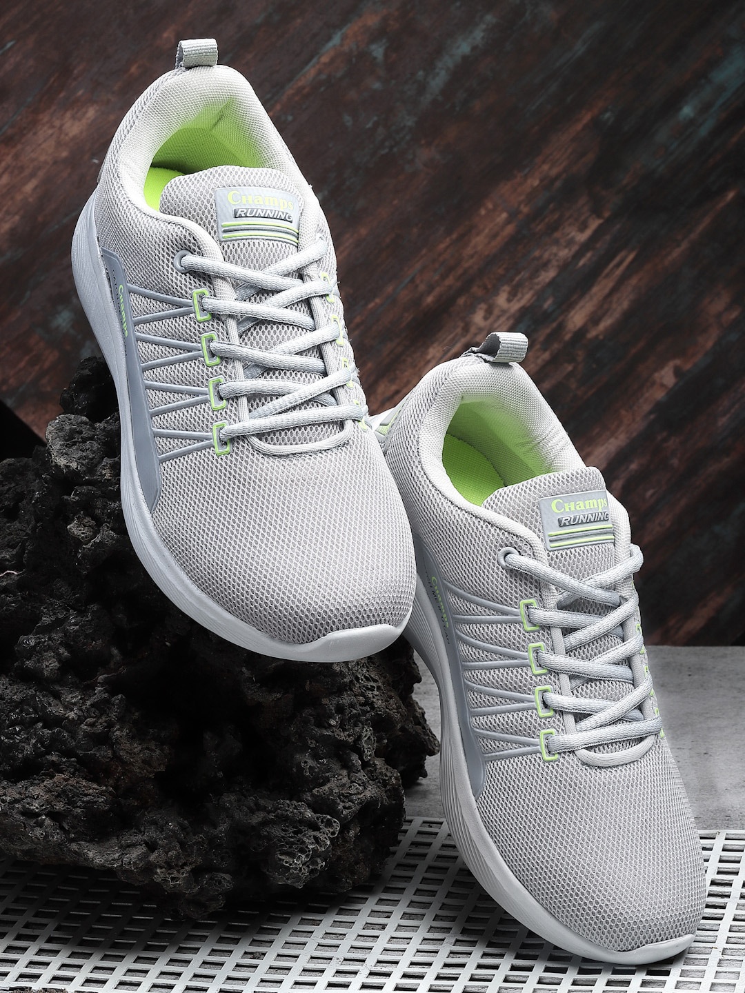 

Champs Men Mesh Running Sports Shoes, Grey
