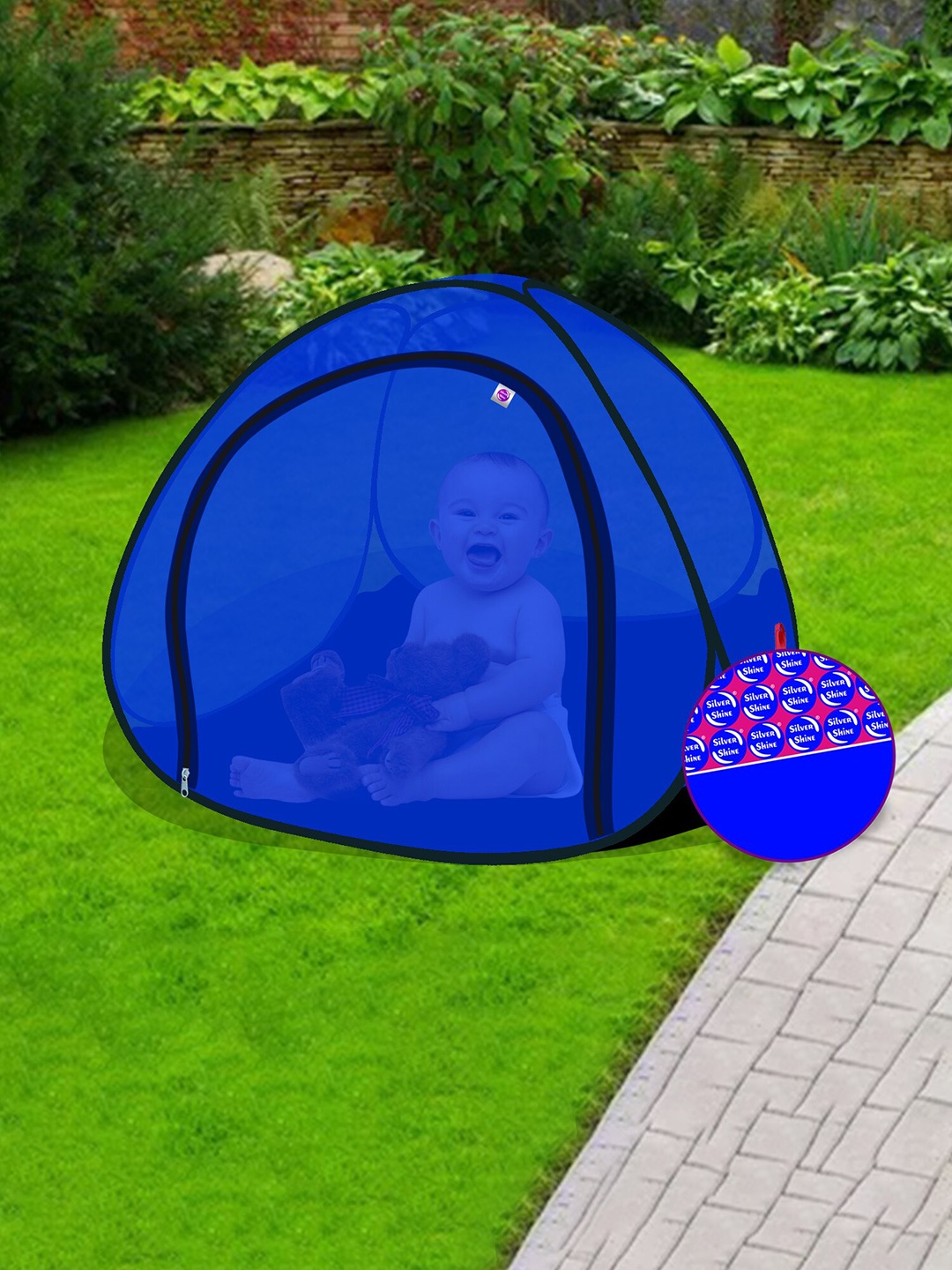 

Silver Shine Blue Foldable Single Bed Mosquito Net