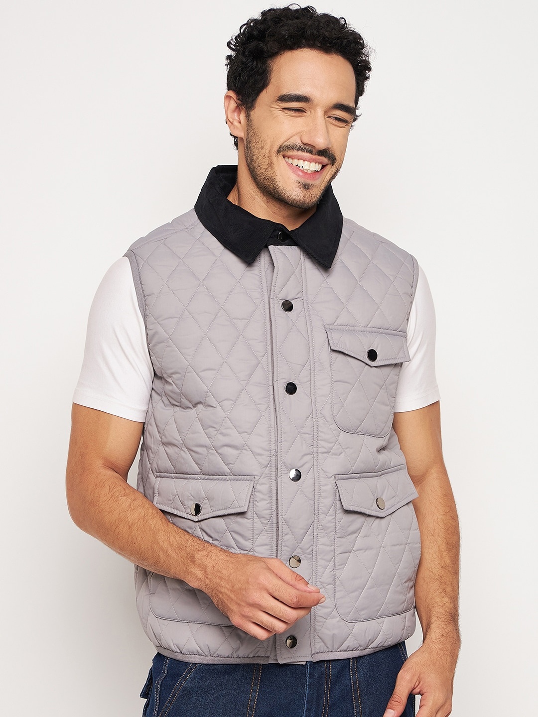 

Club York Spread Collar Lightweight Quilted Jacket, Grey