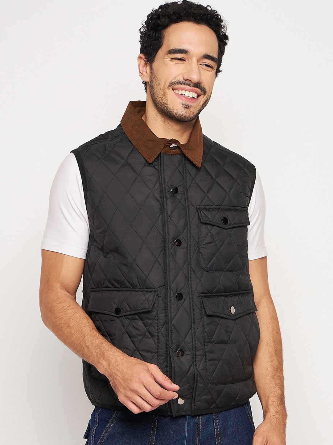 

Club York Spread Collar Lightweight Quilted Jacket, Black