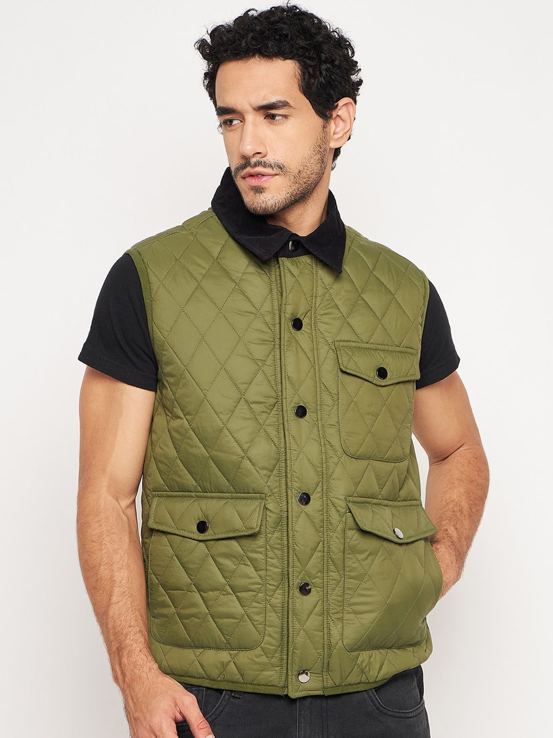 

Club York Spread Collar Lightweight Quilted Jacket, Olive