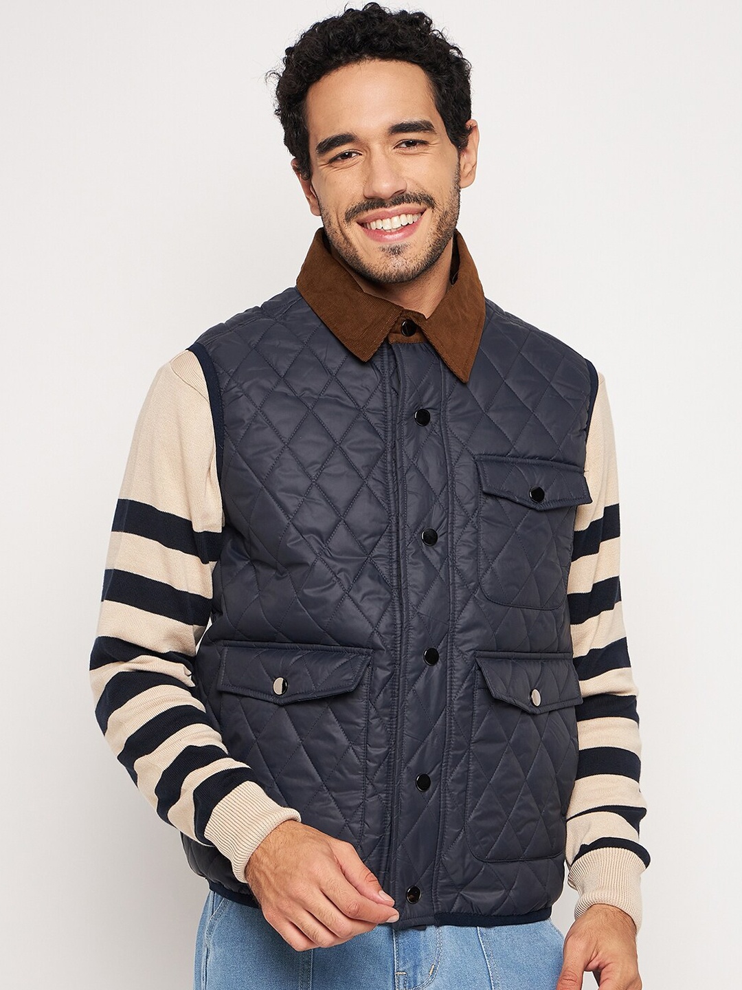 

Club York Spread Collar Lightweight Quilted Jacket, Navy blue
