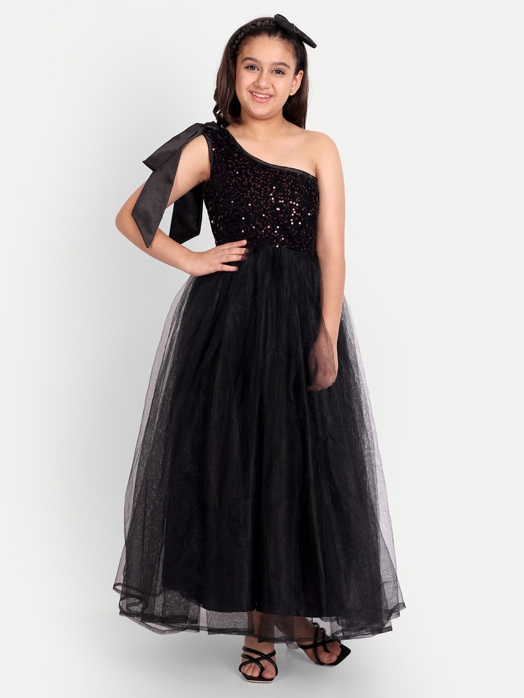 

TILISM Girls Embellished Net Fit & Flare Tulle Dress, Black