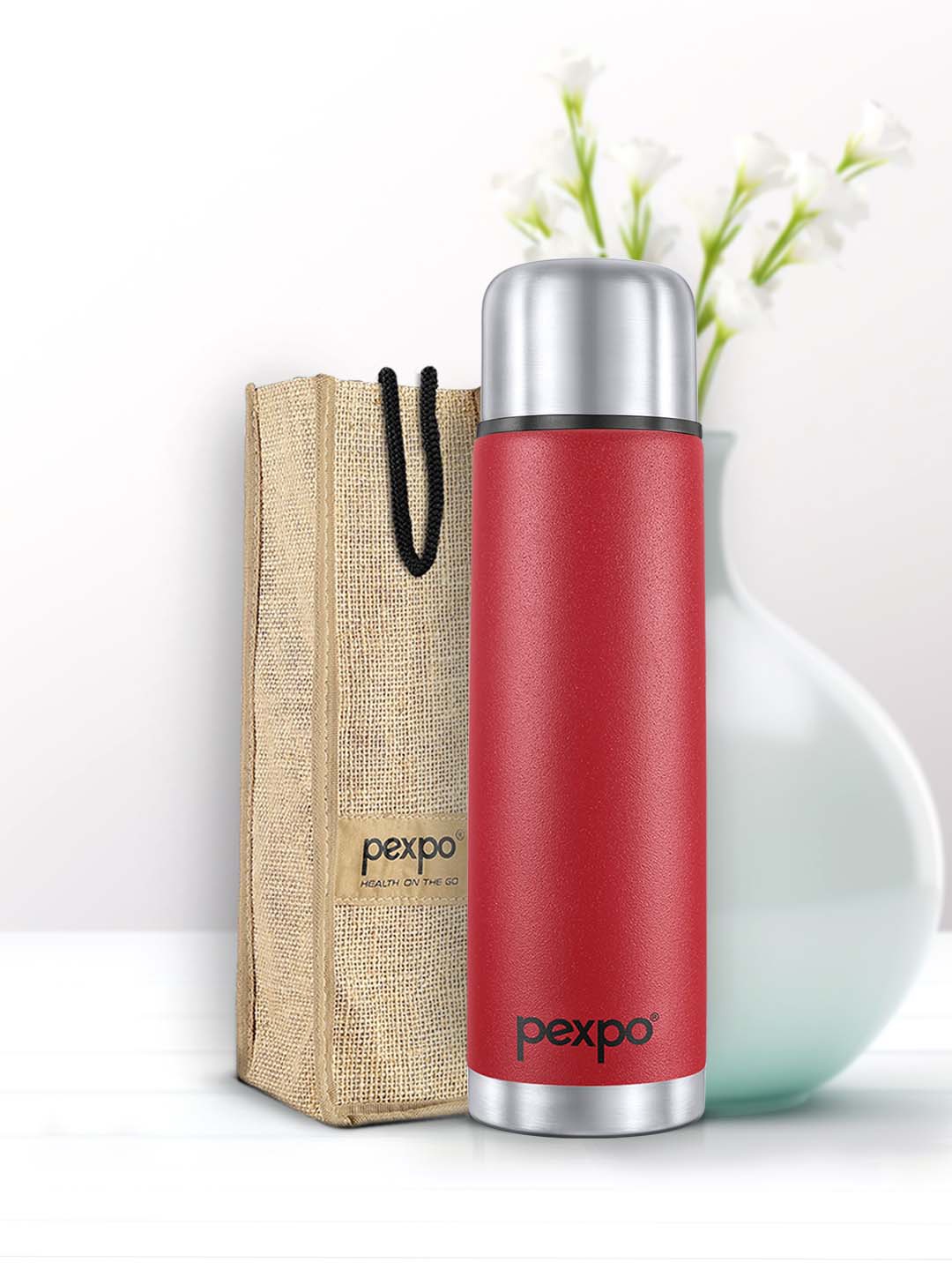 

Pexpo Flamingo Red ISI Certified Thermosteel Hot & Cold Insulated Flask Water Bottle 1L