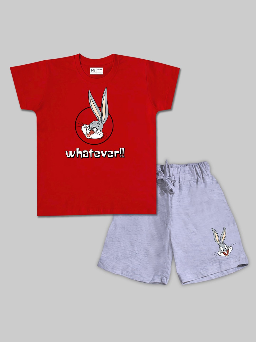

Minute Mirth Boys Looney Tunes Printed Pure Cotton T-shirt With Shorts, Red