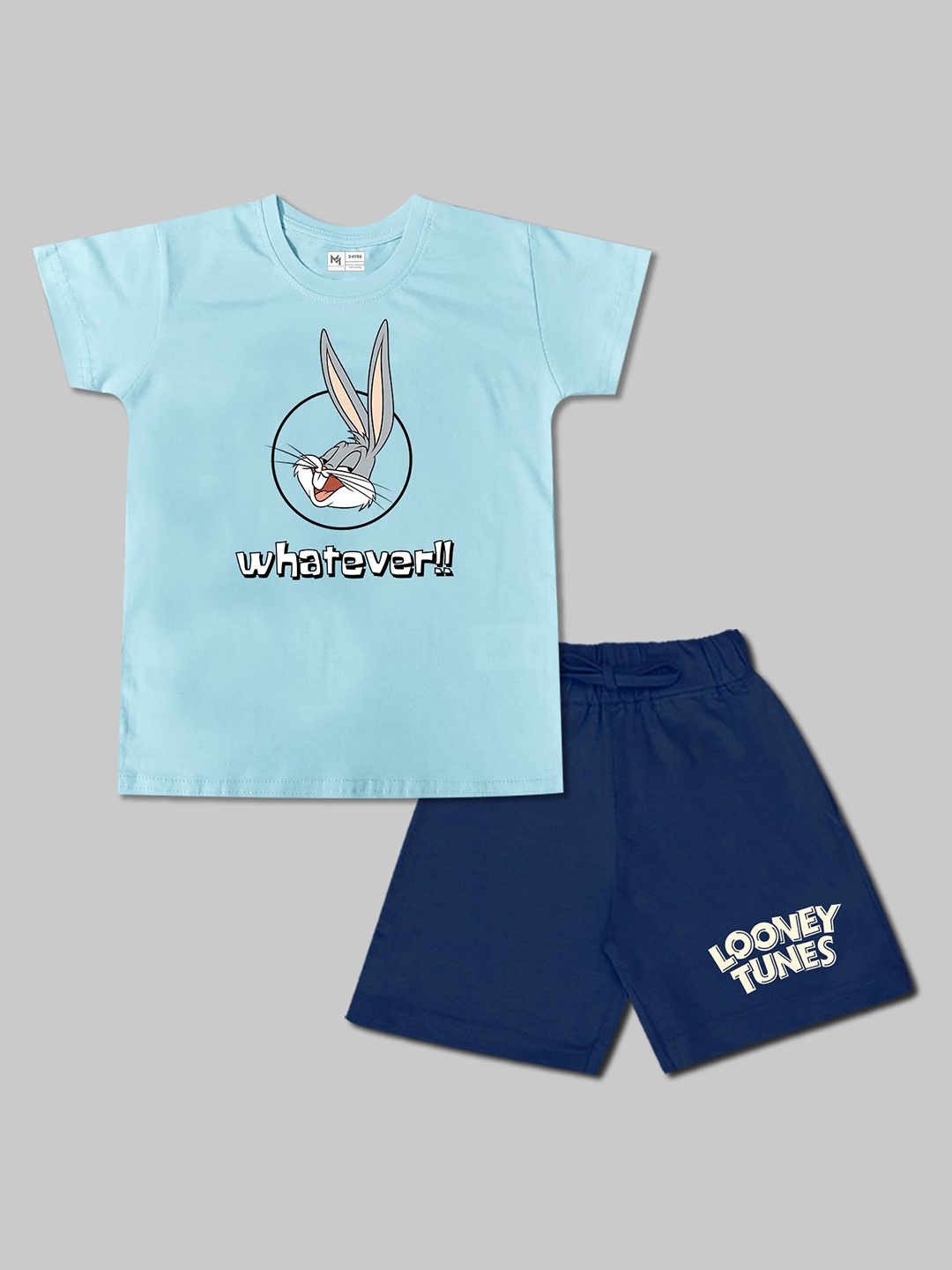 

Minute Mirth Boys Looney Tunes Printed Pure Cotton T-shirt With Shorts, Blue