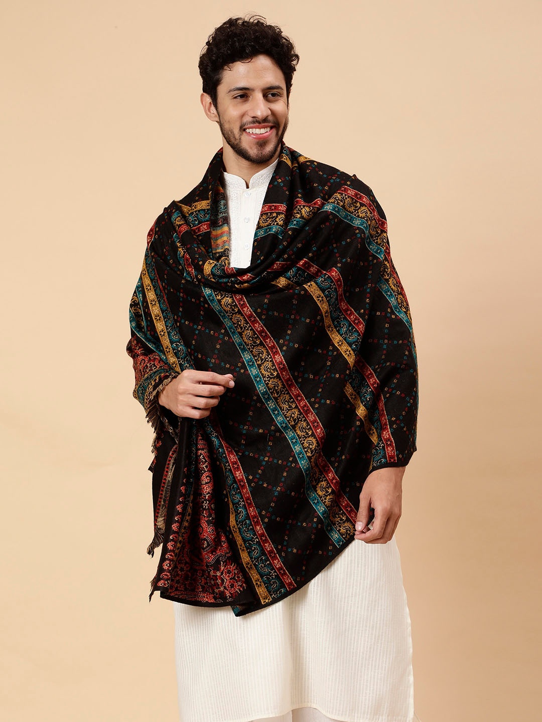 

Tweedle Paisley Woven Design Acrylic Shawl, Black