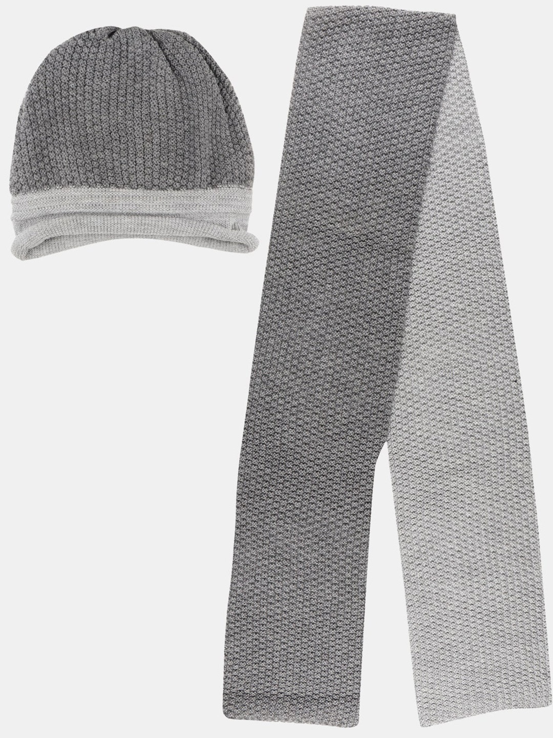 

Bharatasya Men Self Design Acrylic Wool Beanie & Muffler, Grey