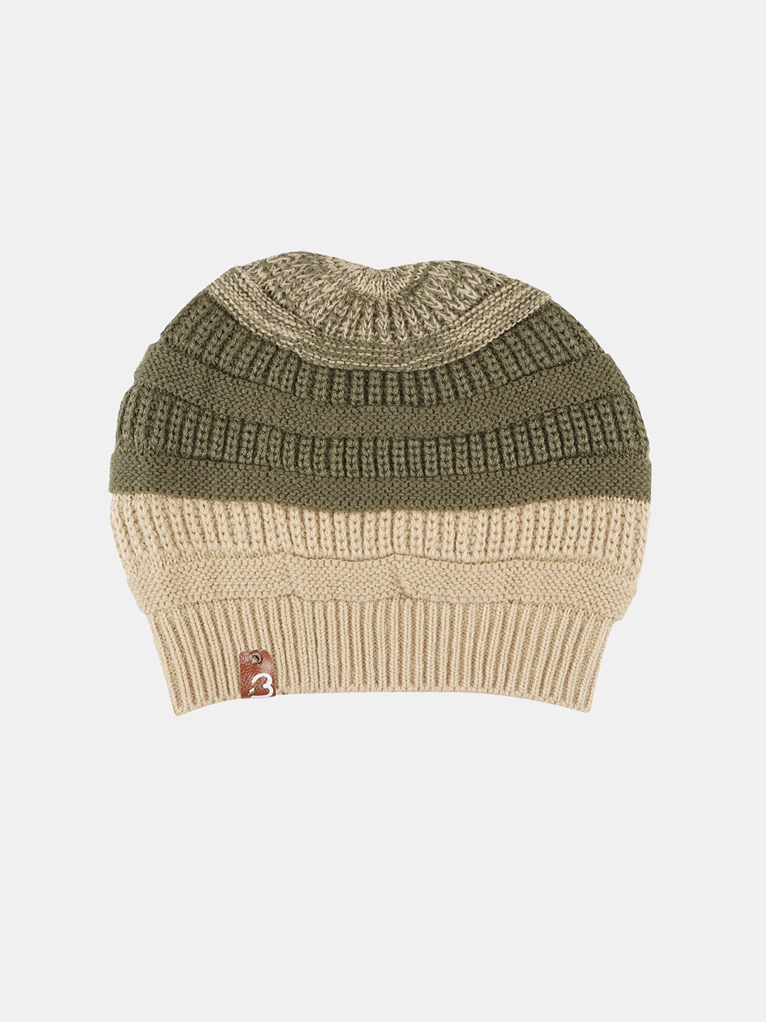 

Bharatasya Men Self Design Knitted Acrylic Beanie, Green