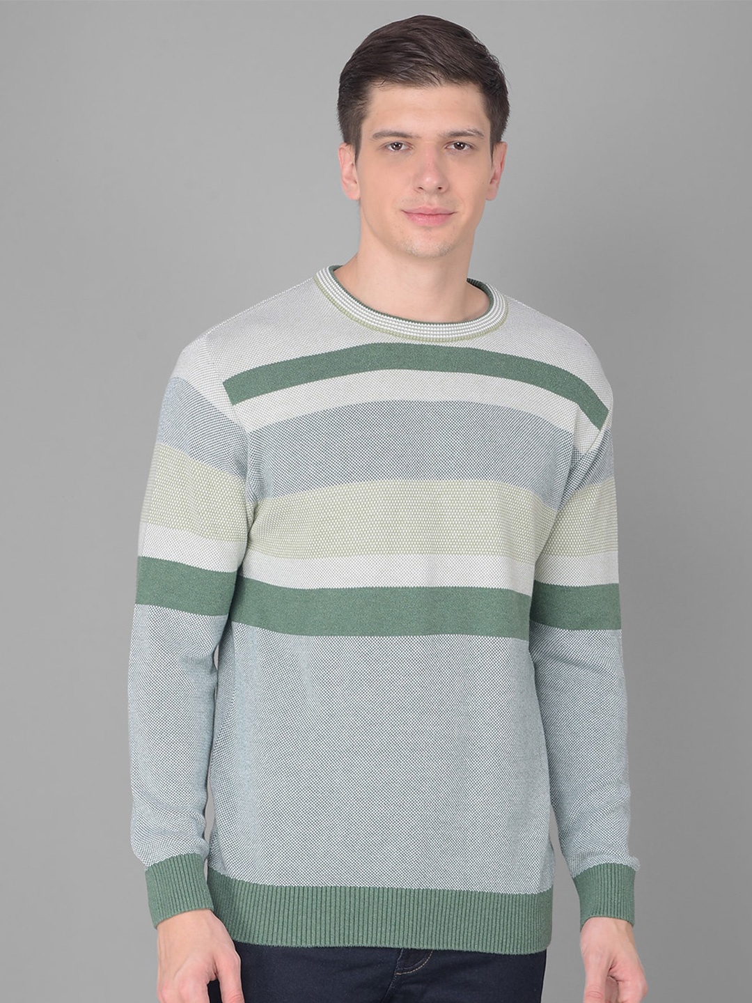 

COBB Striped Acrylic Pullover, Grey
