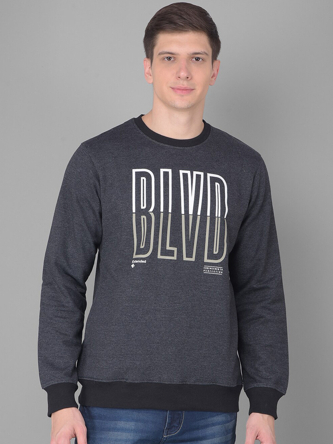 

COBB Typography Printed Cotton Pullover, Grey