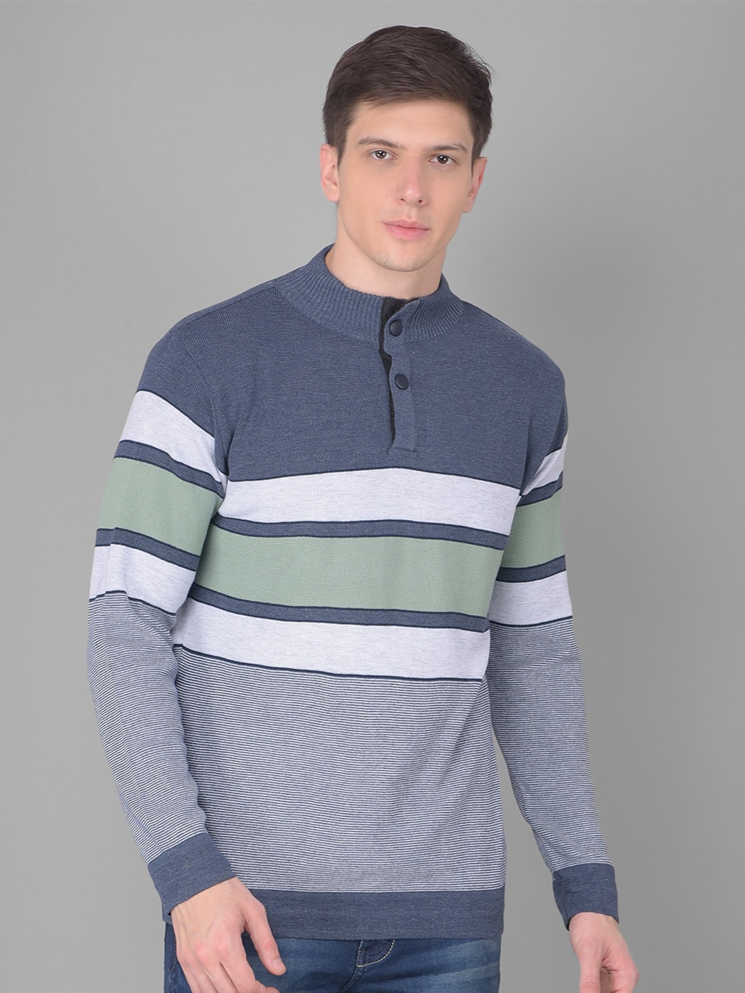 

COBB Striped Acrylic Pullover, Blue