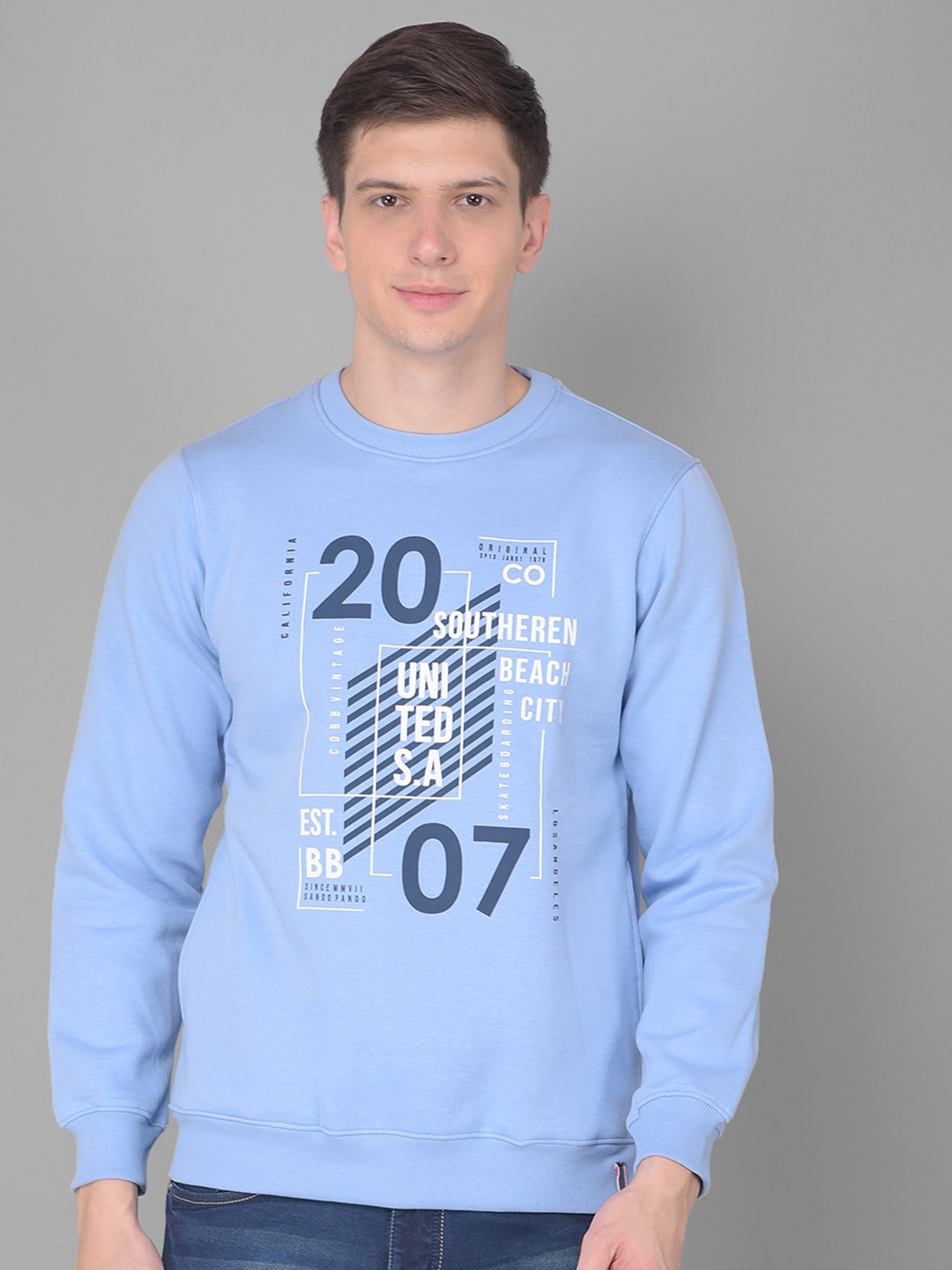 

COBB Typography Printed Cotton Sweatshirt, Blue