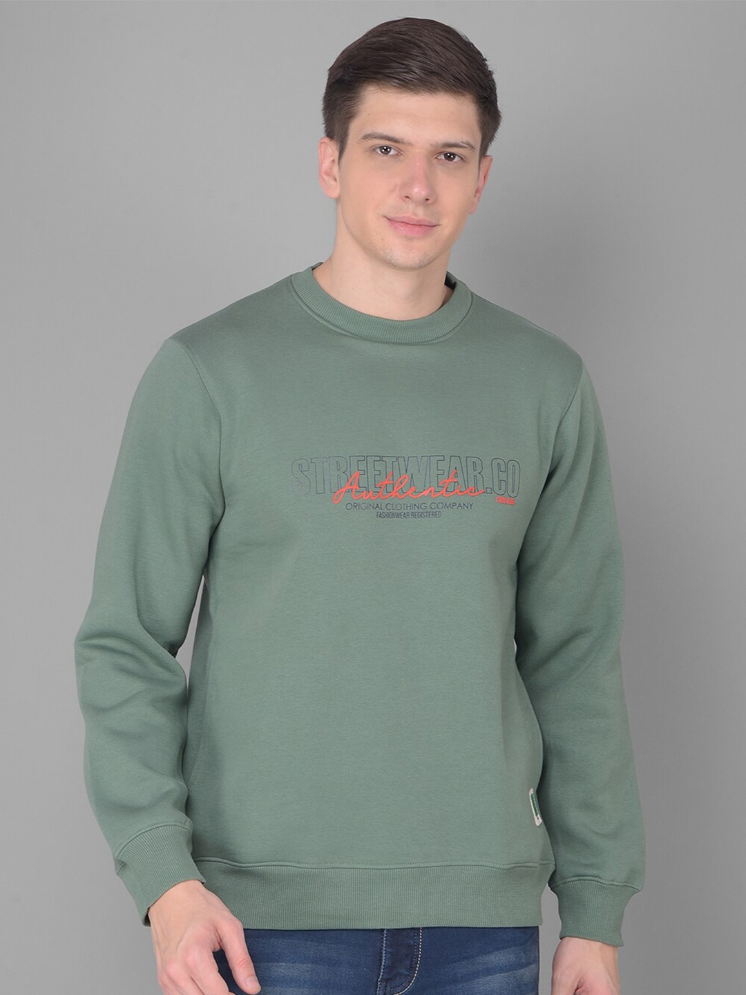

COBB Typography Printed Cotton Pullover, Green