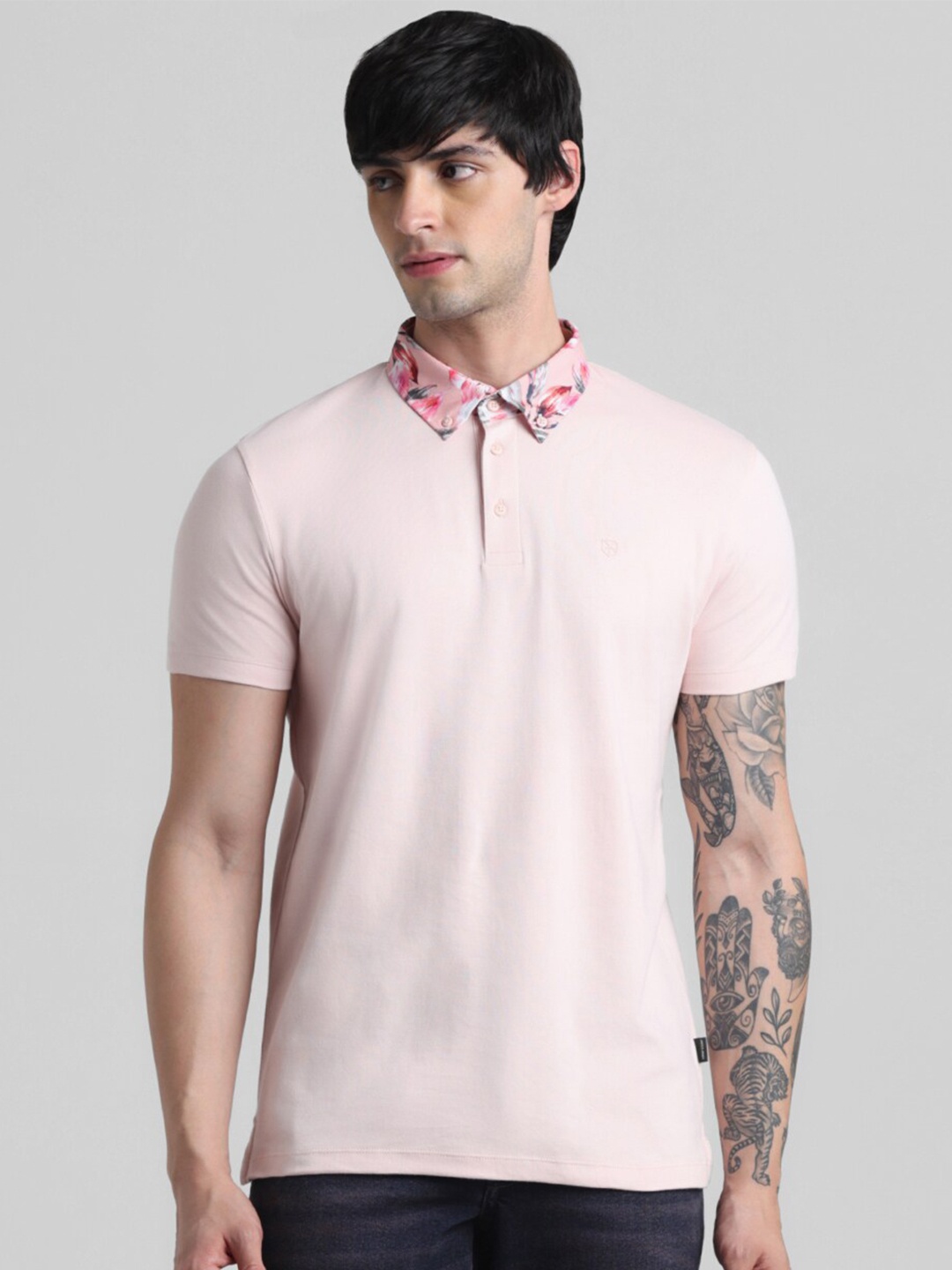 

Jack & Jones Polo Collar Cotton T-shirt, Pink