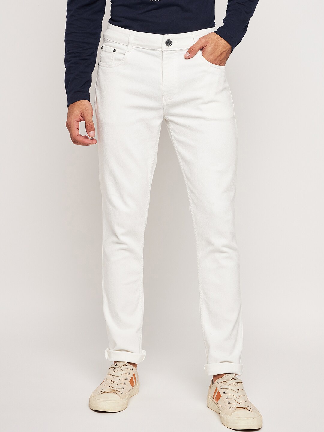 

Club York Men Slim Fit Mid-Rise Clean Look Stretchable Jeans, White